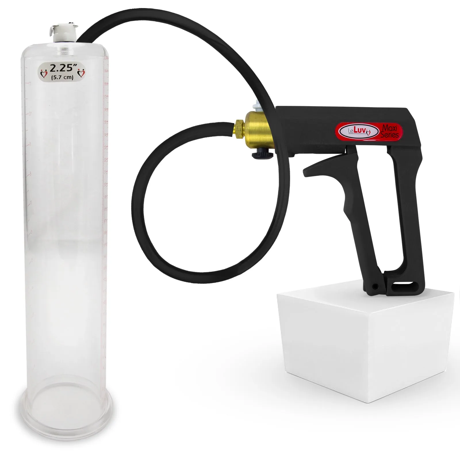 LeLuv Maxi Penis Pump | Black/Grey Handle, Silicone Hose, No Gauge | Round Flange Cylinder