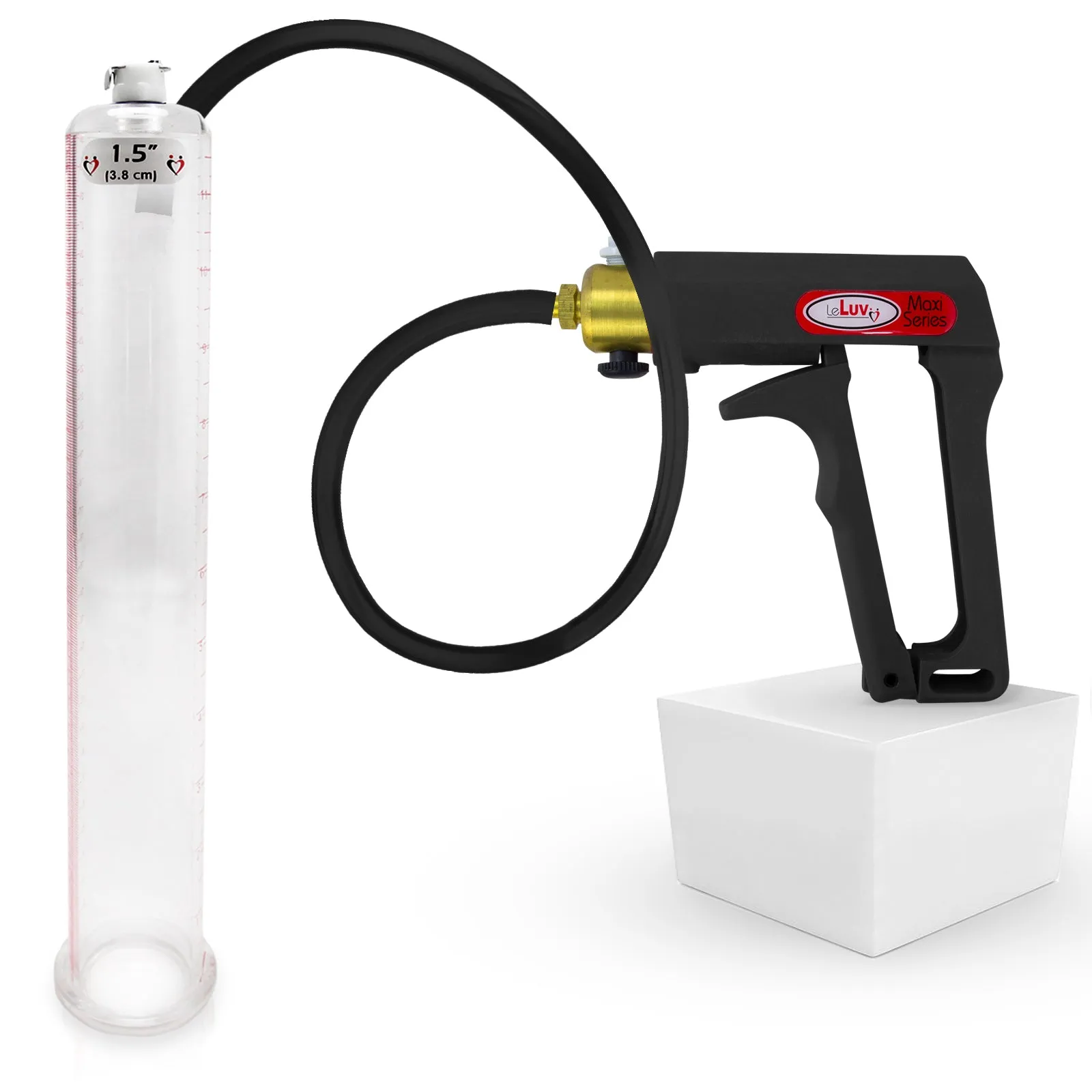 LeLuv Maxi Penis Pump | Black/Grey Handle, Silicone Hose, No Gauge | Round Flange Cylinder