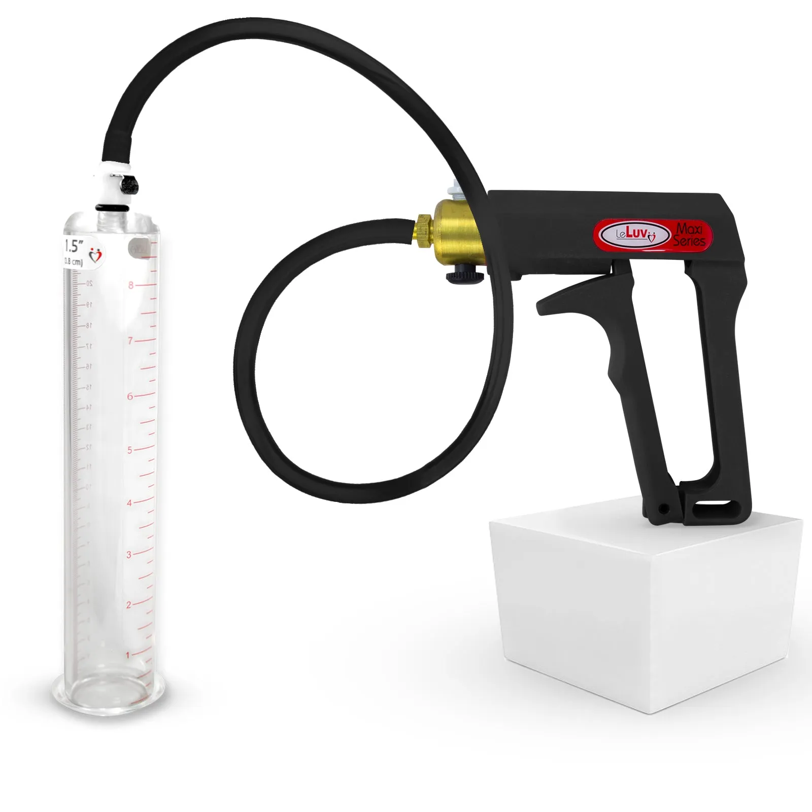LeLuv Maxi Penis Pump | Black/Grey Handle, Silicone Hose, No Gauge | Round Flange Cylinder