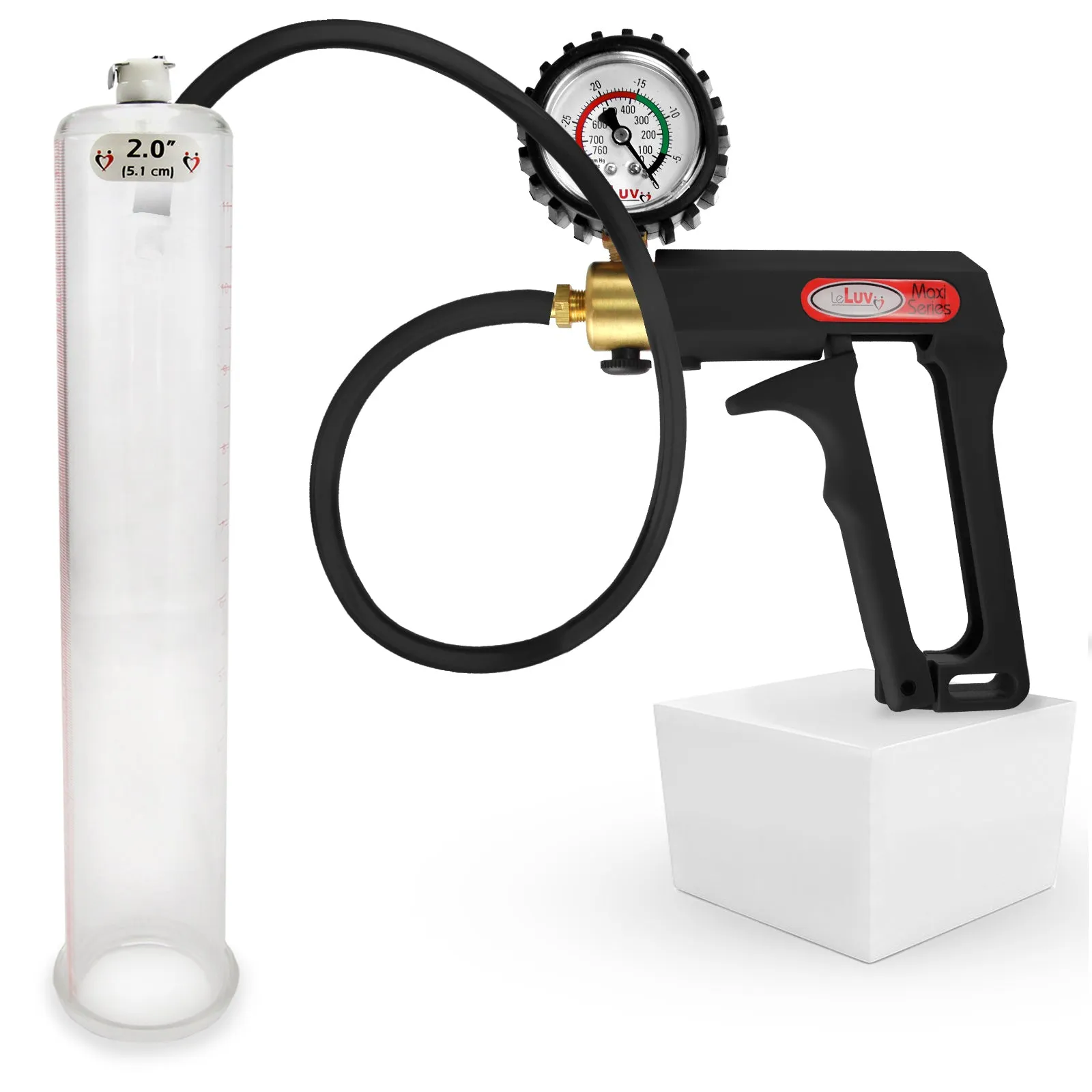 LeLuv Maxi Penis Pump | Black/Grey Handle, Silicone Hose, No Gauge | Round Flange Cylinder