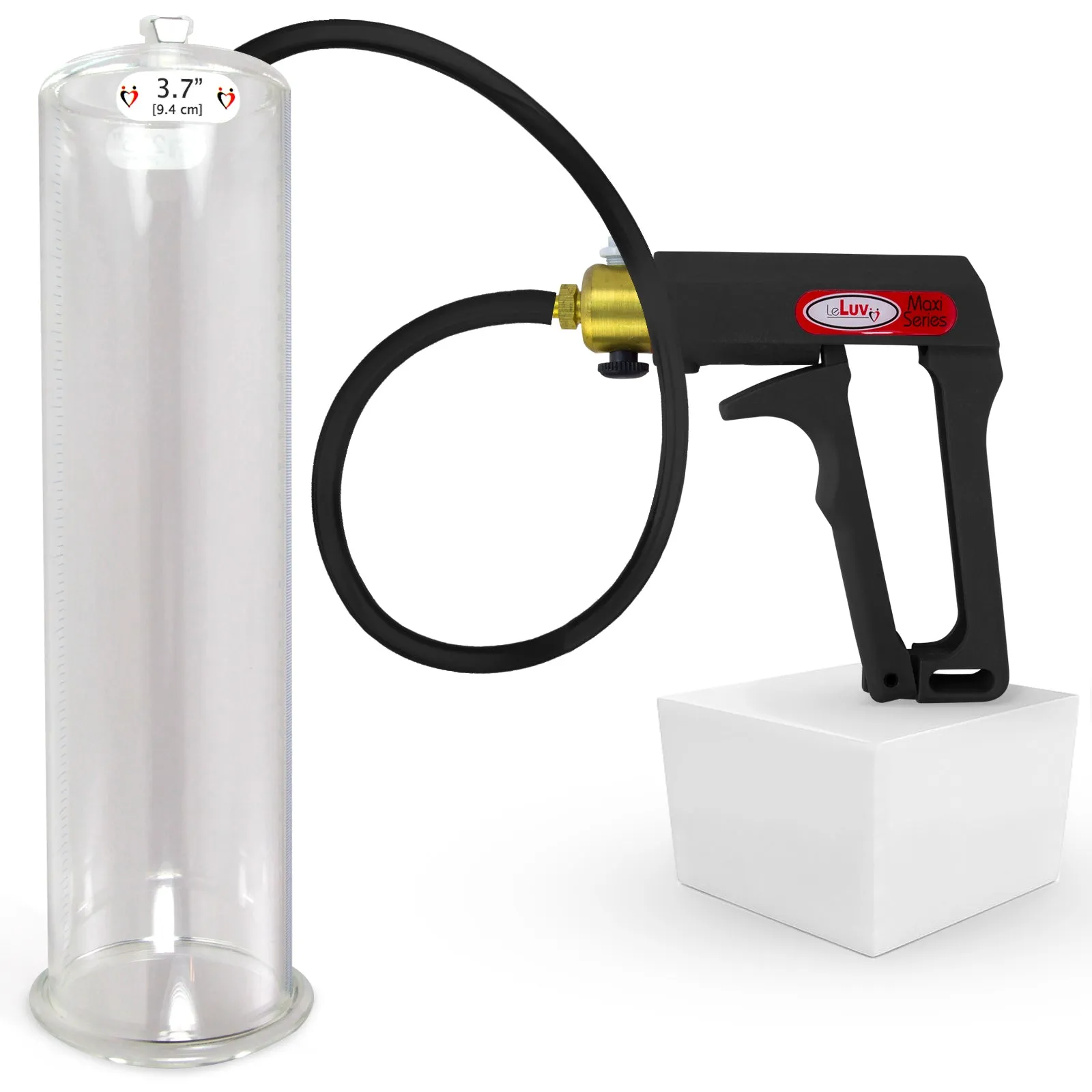 LeLuv Maxi Penis Pump | Black/Grey Handle, Silicone Hose, No Gauge | Round Flange Cylinder