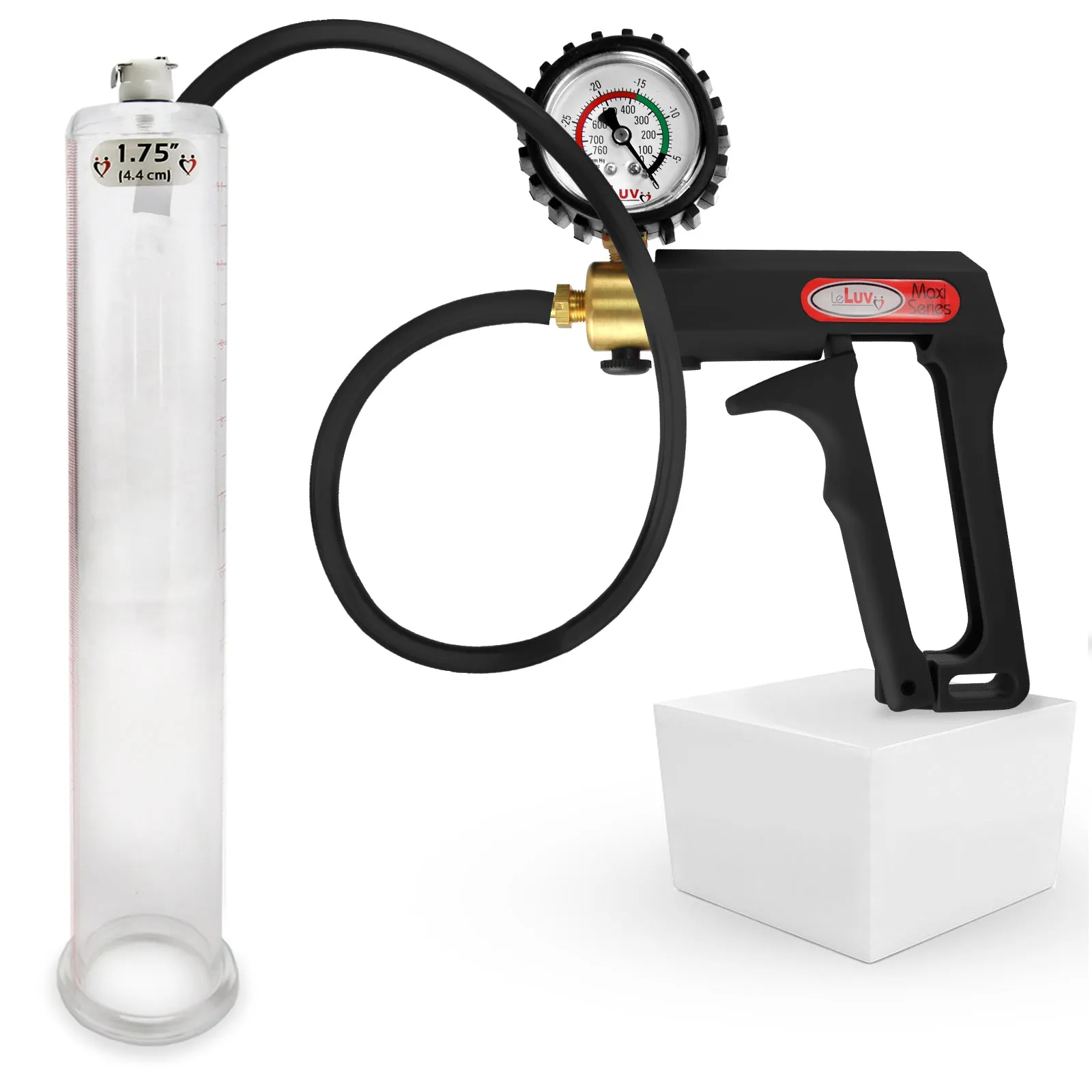 LeLuv Maxi Penis Pump | Black/Grey Handle, Silicone Hose, No Gauge | Round Flange Cylinder