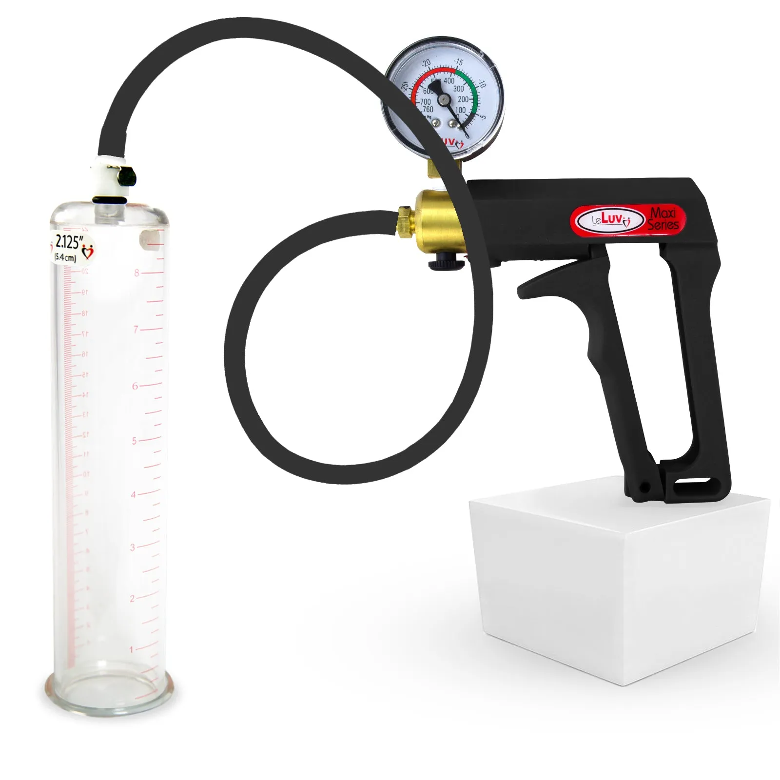 LeLuv Maxi Penis Pump | Black/Grey Handle, Silicone Hose, No Gauge | Round Flange Cylinder