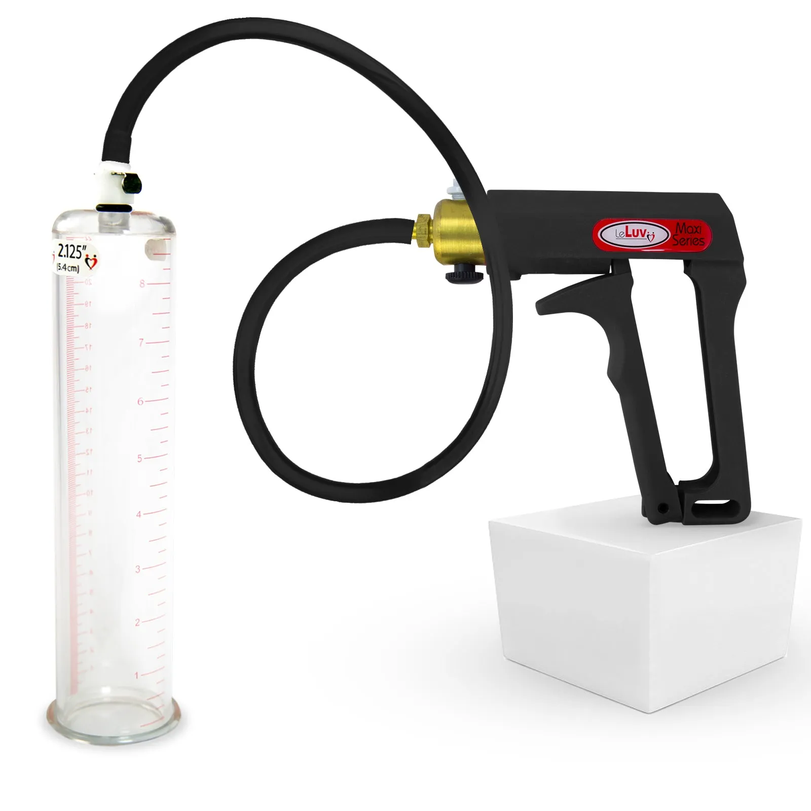 LeLuv Maxi Penis Pump | Black/Grey Handle, Silicone Hose, No Gauge | Round Flange Cylinder