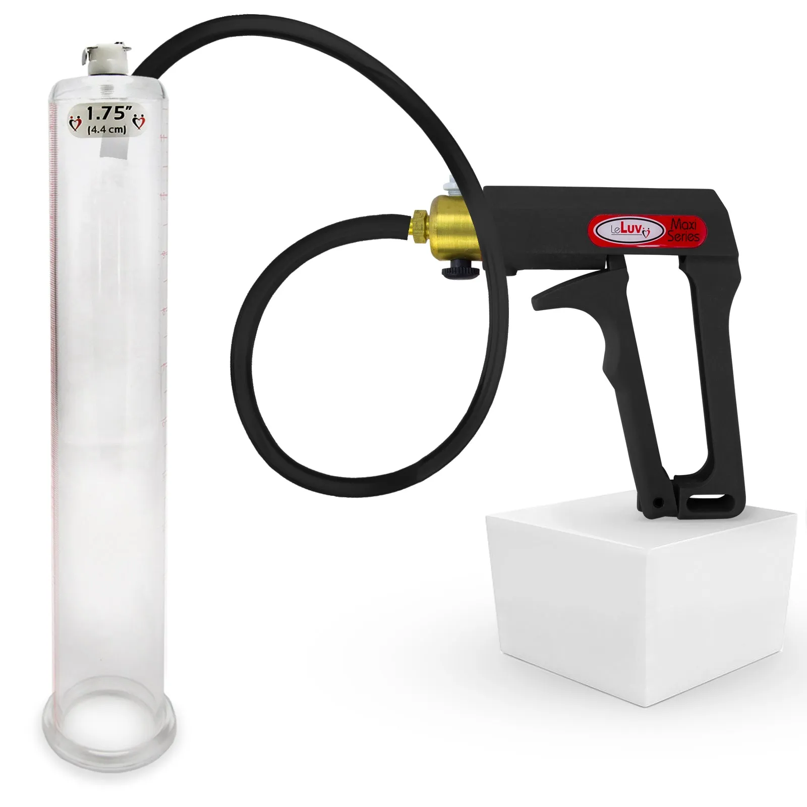 LeLuv Maxi Penis Pump | Black/Grey Handle, Silicone Hose, No Gauge | Round Flange Cylinder