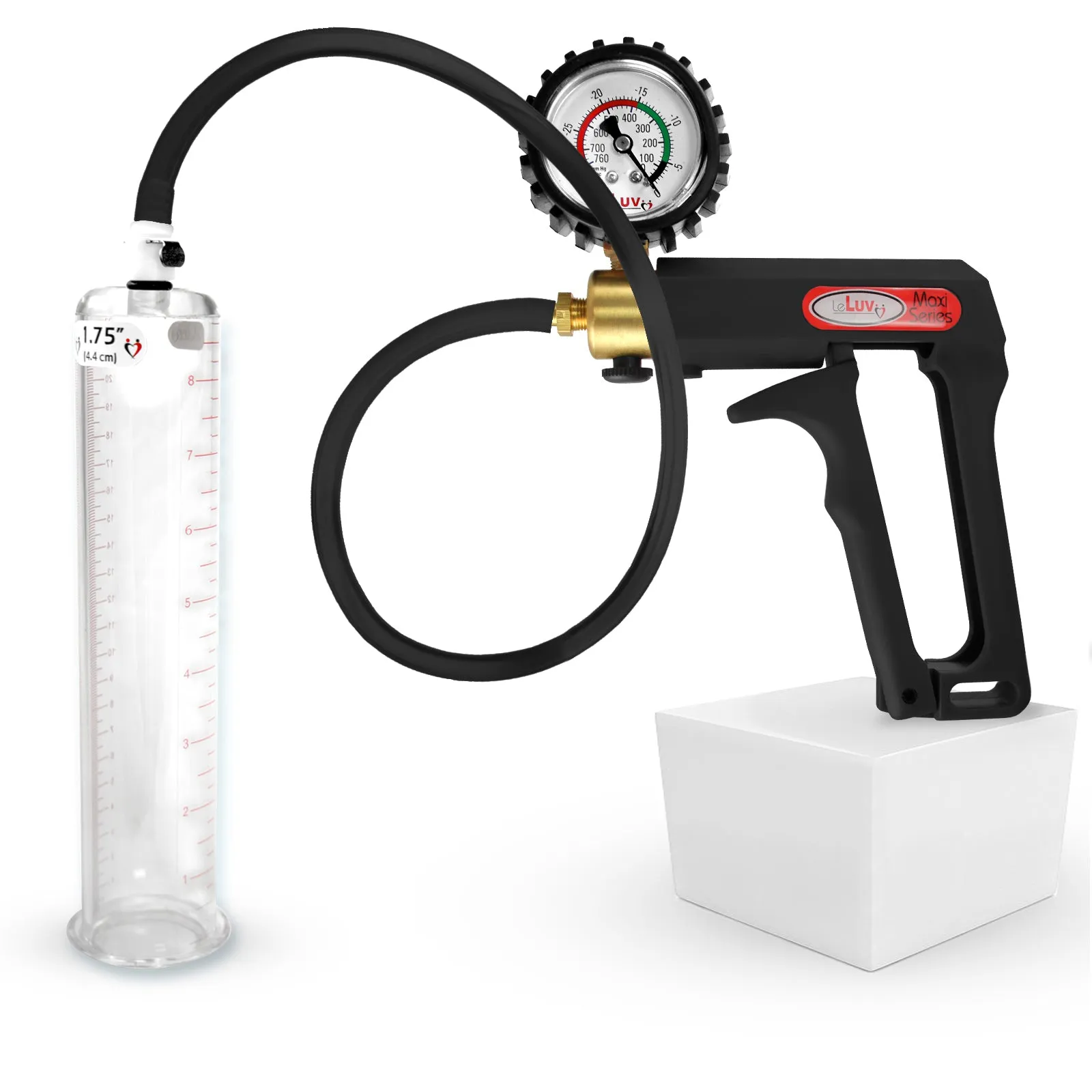 LeLuv Maxi Penis Pump | Black/Grey Handle, Silicone Hose, No Gauge | Round Flange Cylinder