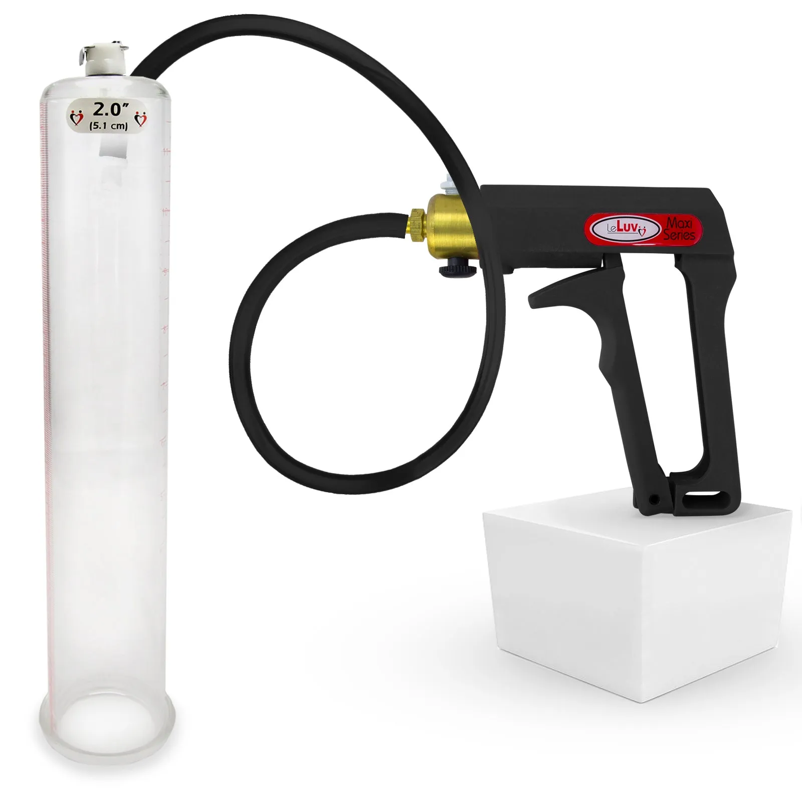 LeLuv Maxi Penis Pump | Black/Grey Handle, Silicone Hose, No Gauge | Round Flange Cylinder