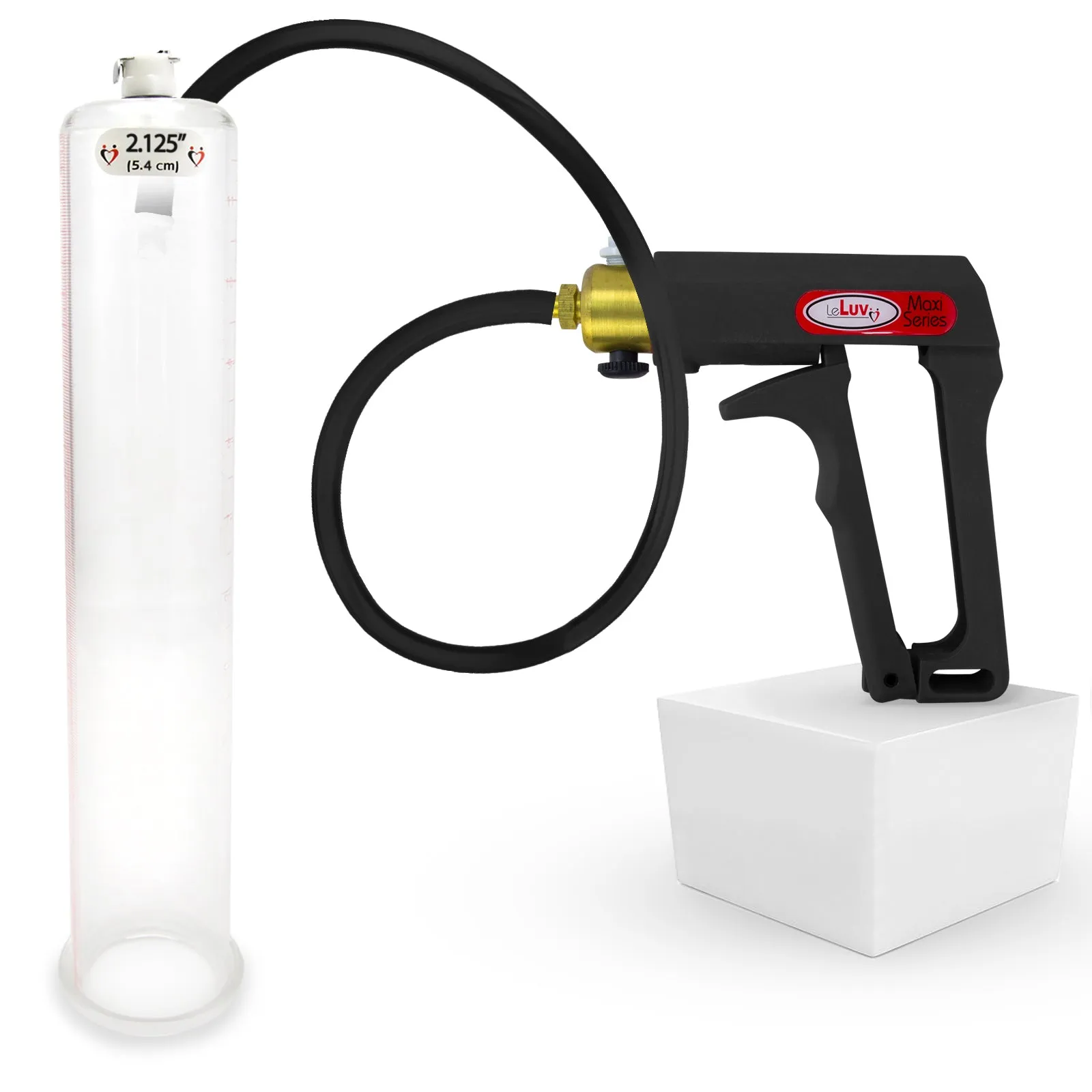 LeLuv Maxi Penis Pump | Black/Grey Handle, Silicone Hose, No Gauge | Round Flange Cylinder