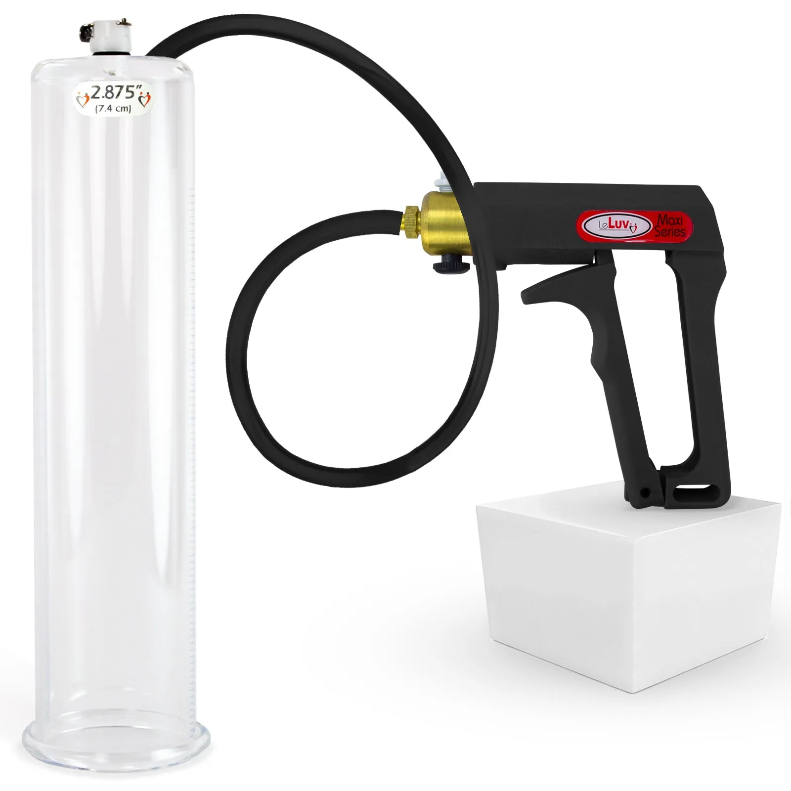 LeLuv Maxi Penis Pump | Black/Grey Handle, Silicone Hose, No Gauge | Round Flange Cylinder