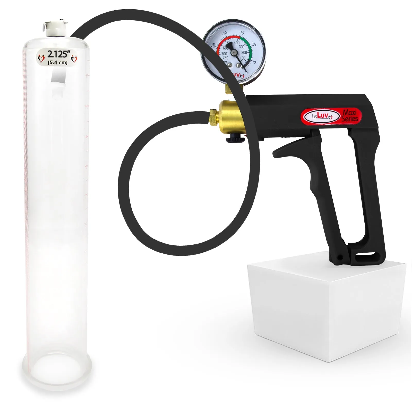 LeLuv Maxi Penis Pump | Black/Grey Handle, Silicone Hose, No Gauge | Round Flange Cylinder