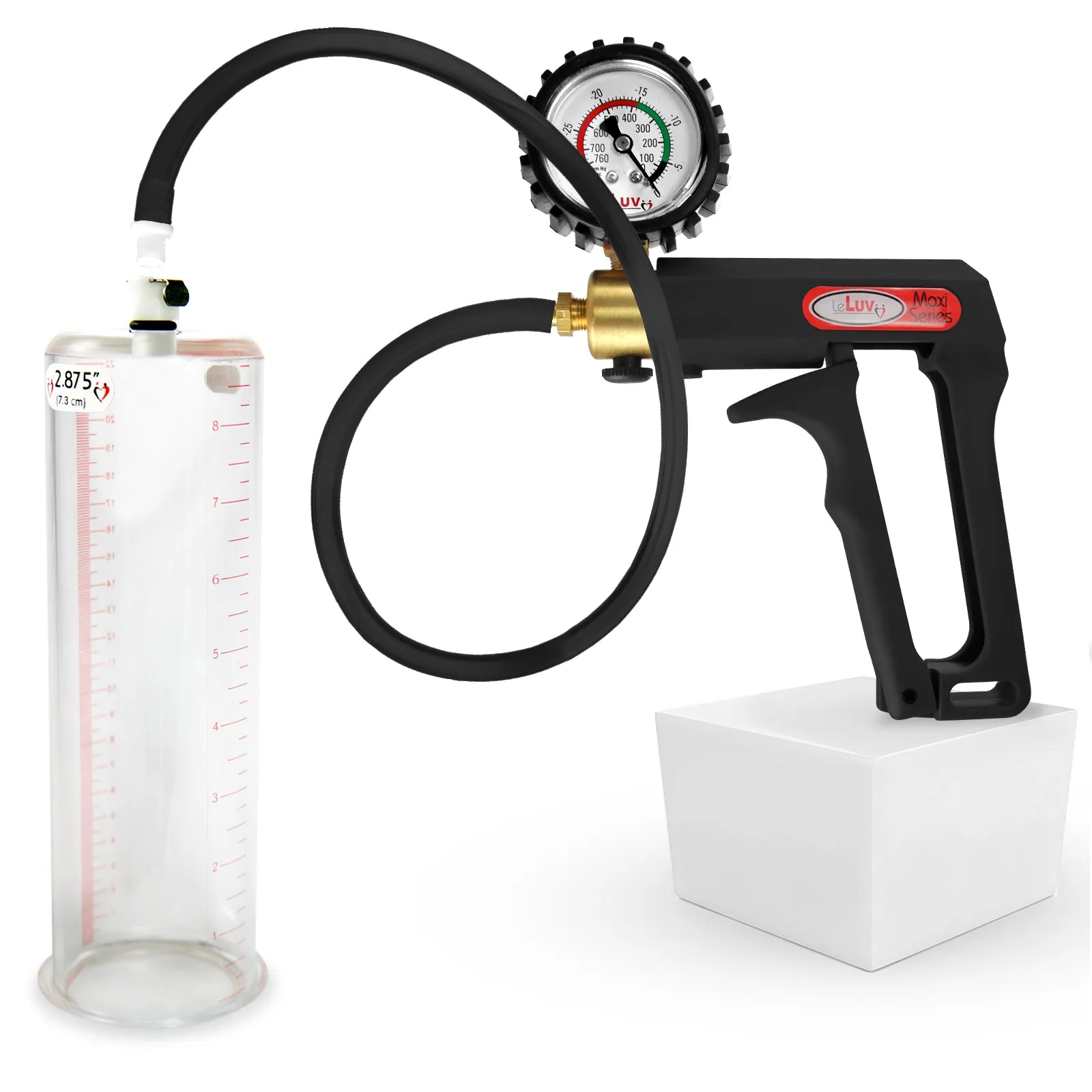 LeLuv Maxi Penis Pump | Black/Grey Handle, Silicone Hose, No Gauge | Round Flange Cylinder