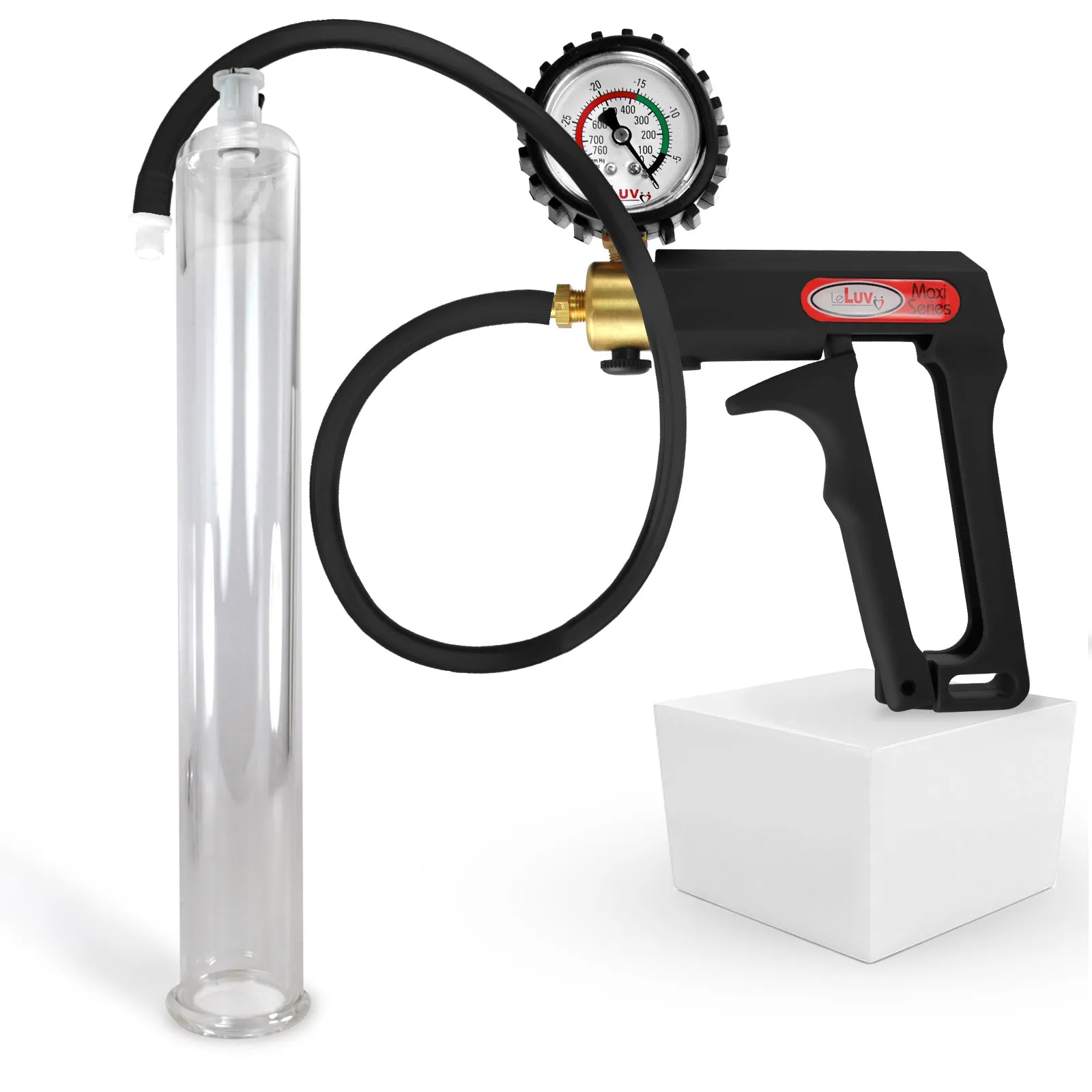 LeLuv Maxi Penis Pump | Black/Grey Handle, Silicone Hose, No Gauge | Round Flange Cylinder