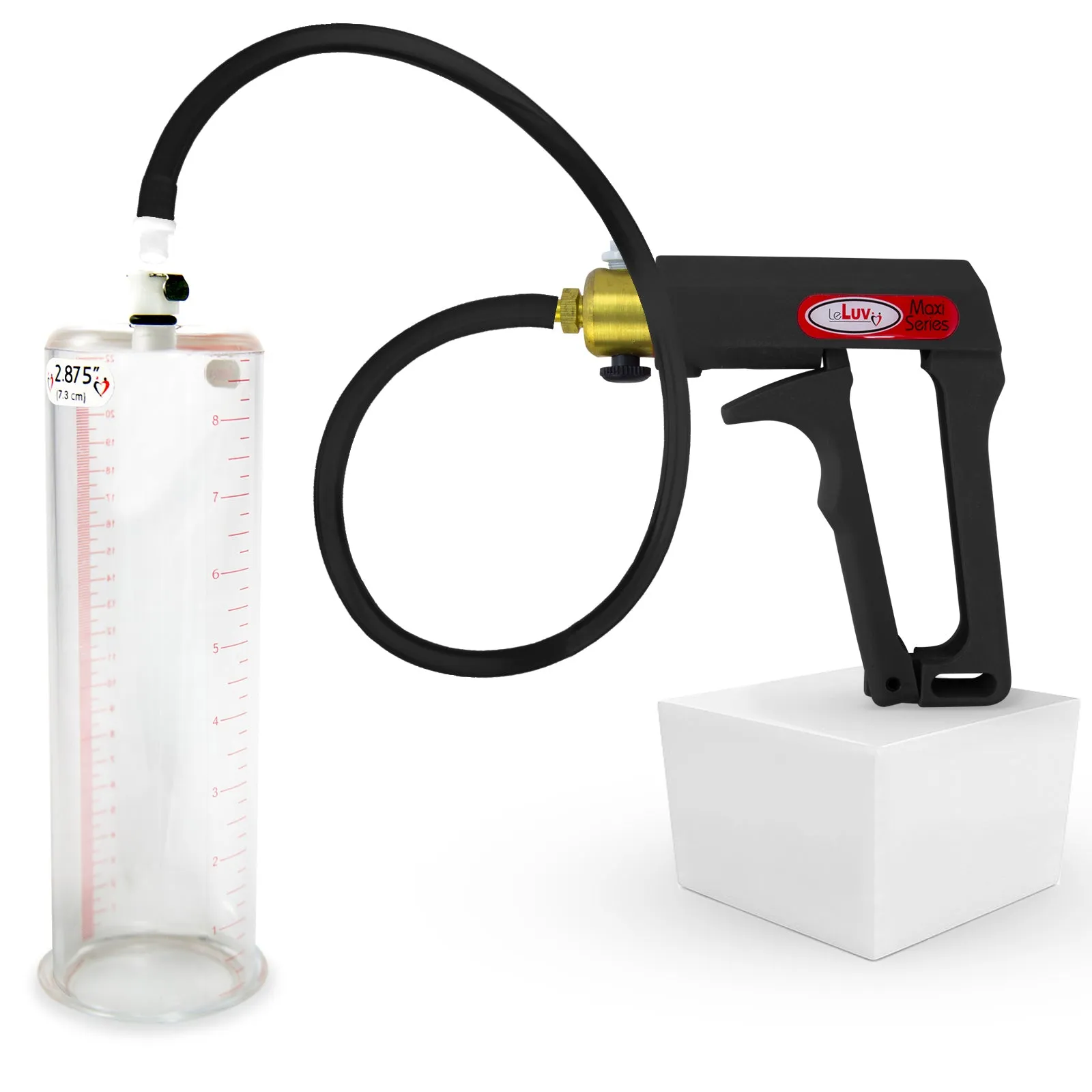 LeLuv Maxi Penis Pump | Black/Grey Handle, Silicone Hose, No Gauge | Round Flange Cylinder
