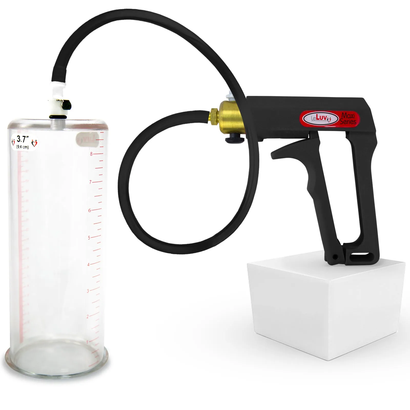 LeLuv Maxi Penis Pump | Black/Grey Handle, Silicone Hose, No Gauge | Round Flange Cylinder