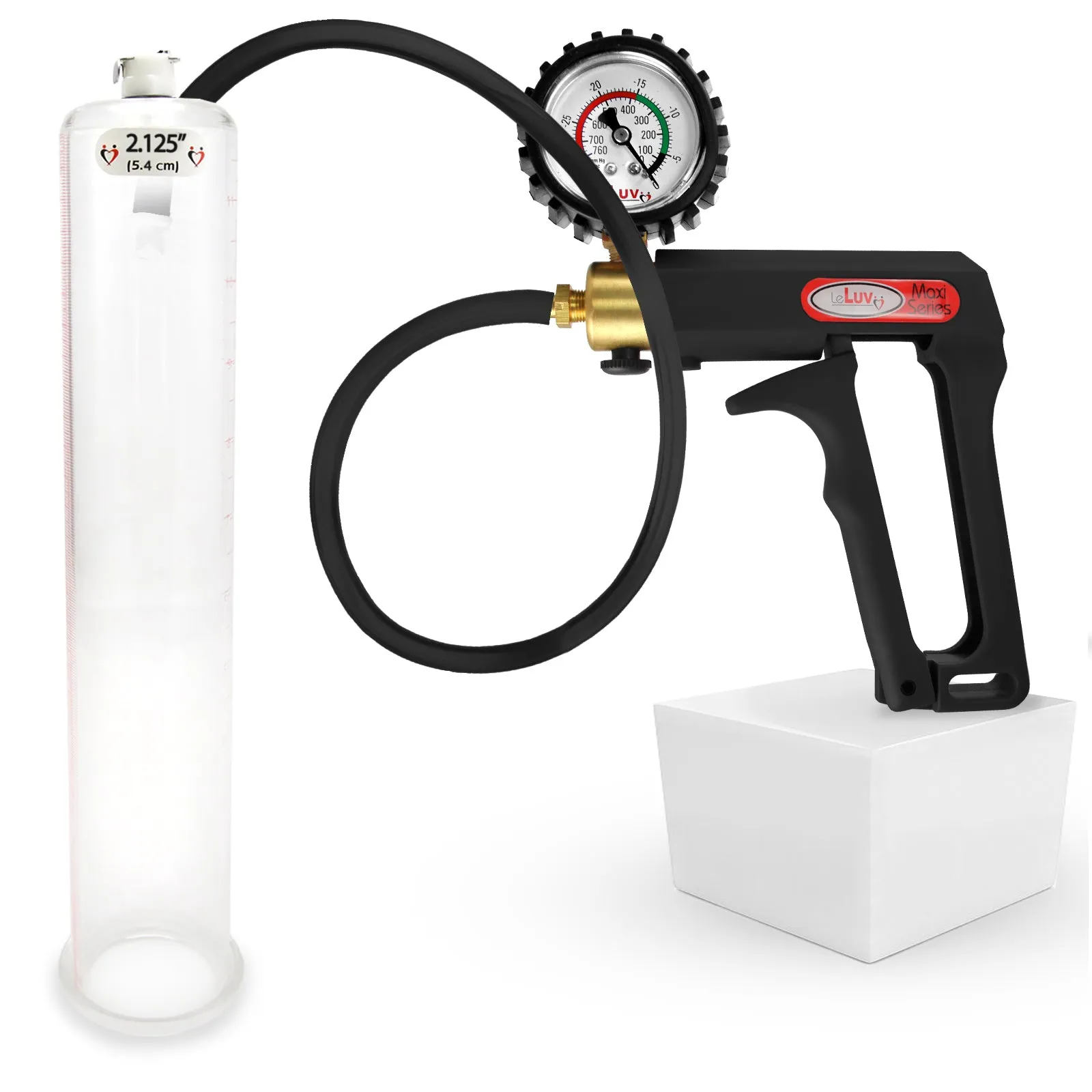 LeLuv Maxi Penis Pump | Black/Grey Handle, Silicone Hose, No Gauge | Round Flange Cylinder