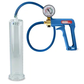 LeLuv Maxi Penis Pump | Blue Handle/Silicone Hose   Gauge/Protected Gauge | Round Flange Cylinder