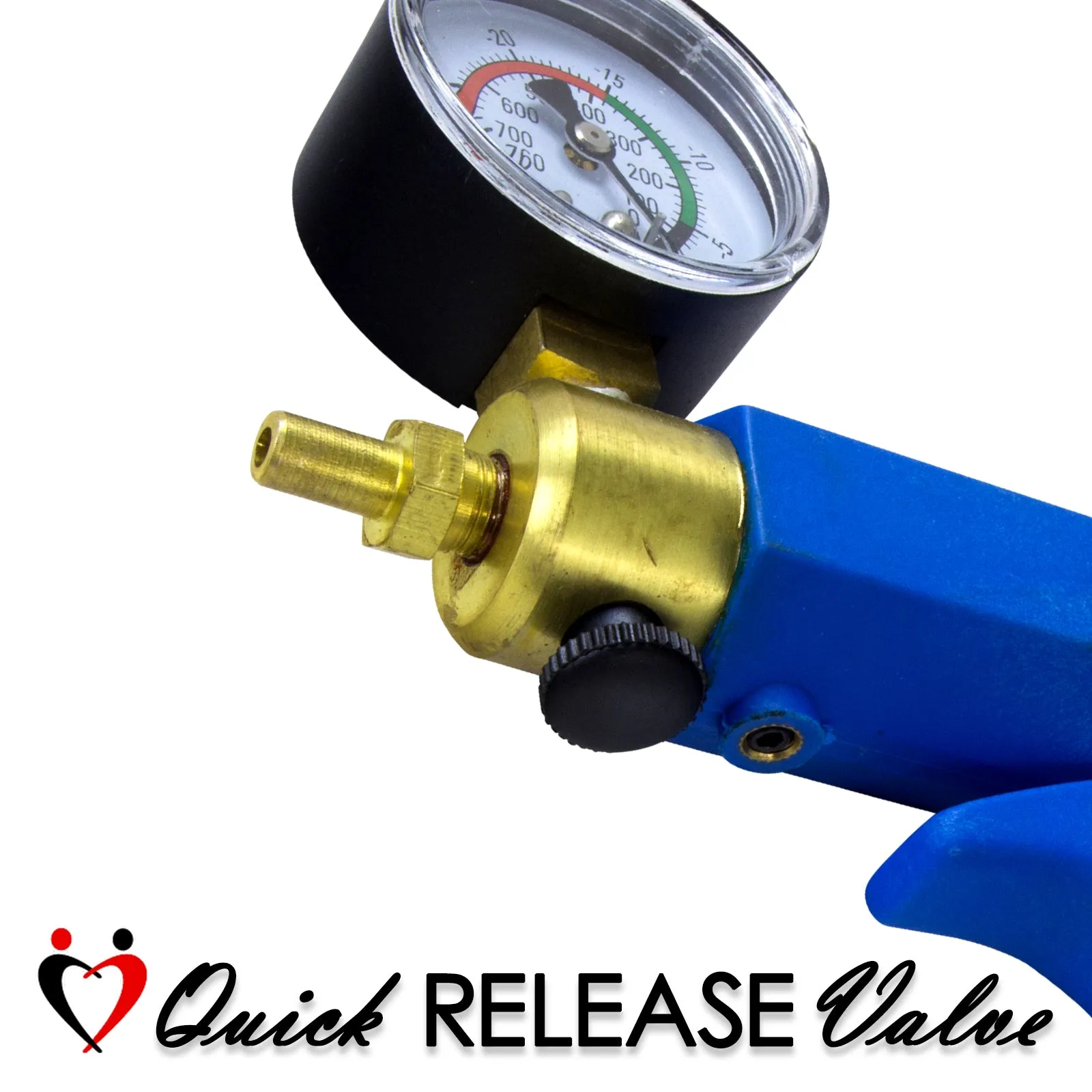 LeLuv Maxi Penis Pump | Blue Handle/Silicone Hose   Gauge/Protected Gauge | Round Flange Cylinder