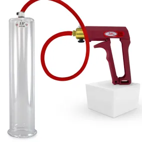 LeLuv Maxi Penis Pump | Red/Pink Handle, Silicone Hose, No Gauge | Round Flange Cylinder