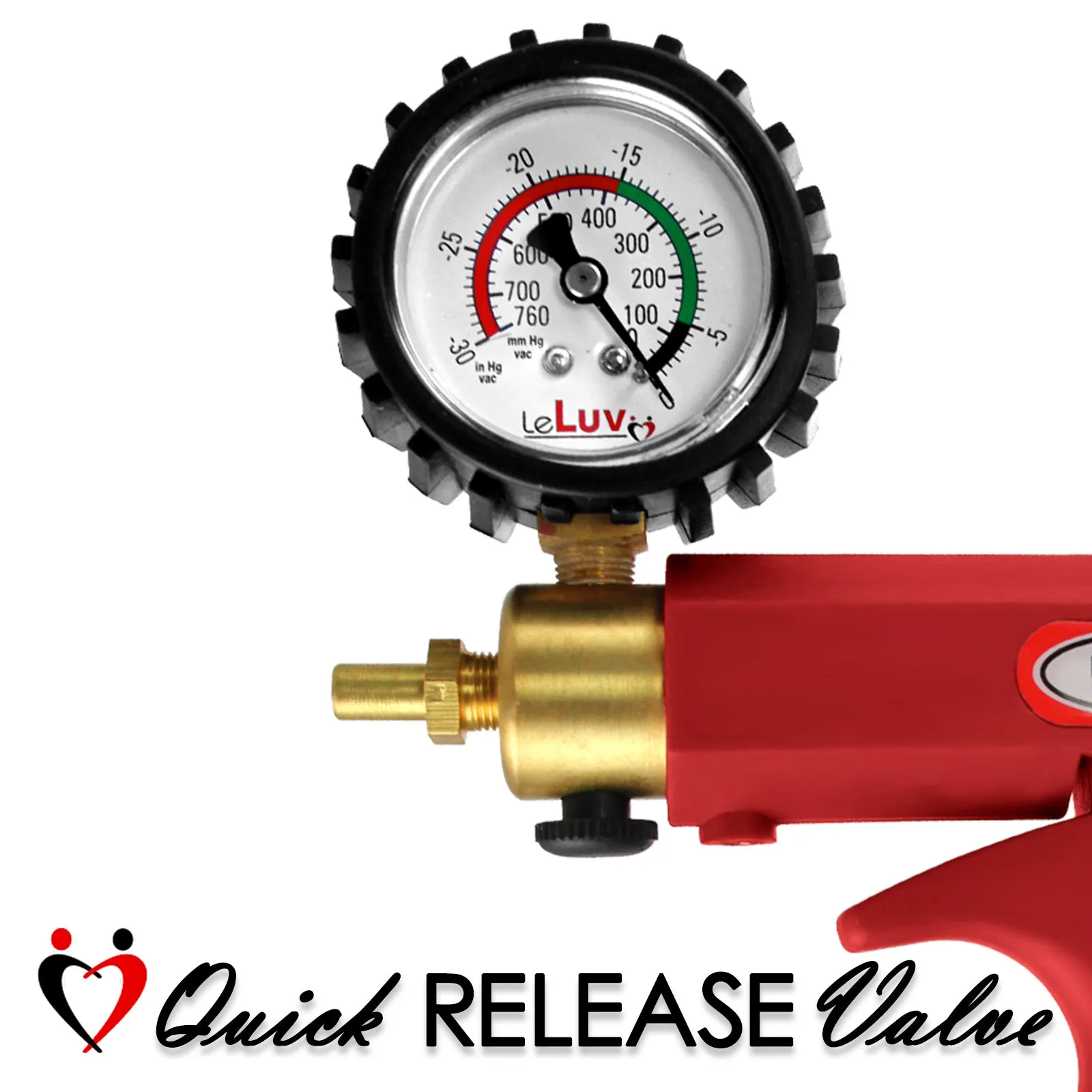 LeLuv Maxi Penis Pump | Red/Pink Handle, Silicone Hose, No Gauge | Round Flange Cylinder