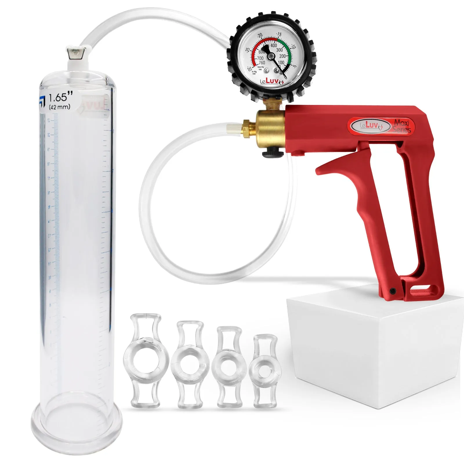 LeLuv Maxi Penis Pump with Clear Hose | Round Flange Cylinder
