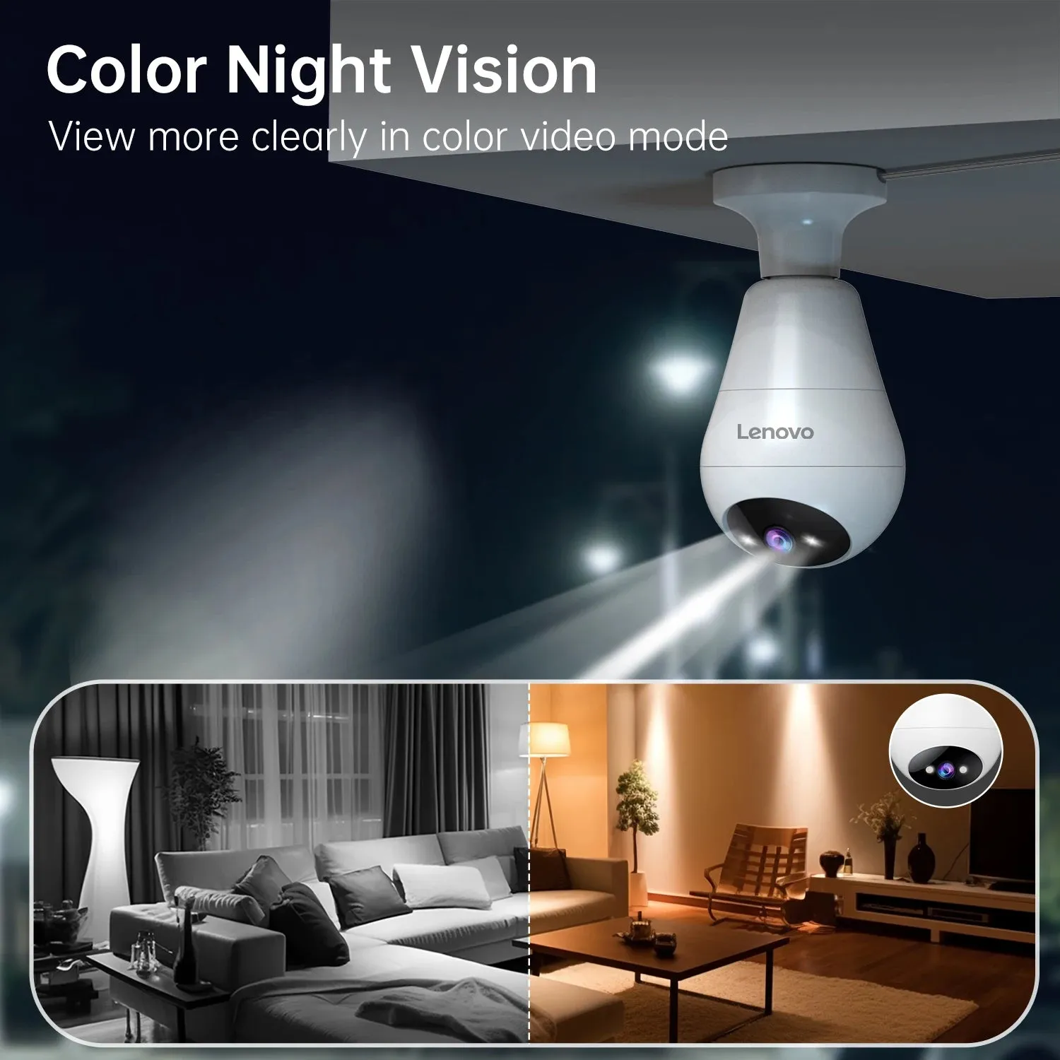 Lenovo 3MP E27 Bulb Camera Indoor Surveillance