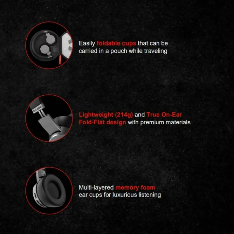 Lenovo ThinkPad X1 Head-mounted Active Noise Reduction Bluetooth Headphones