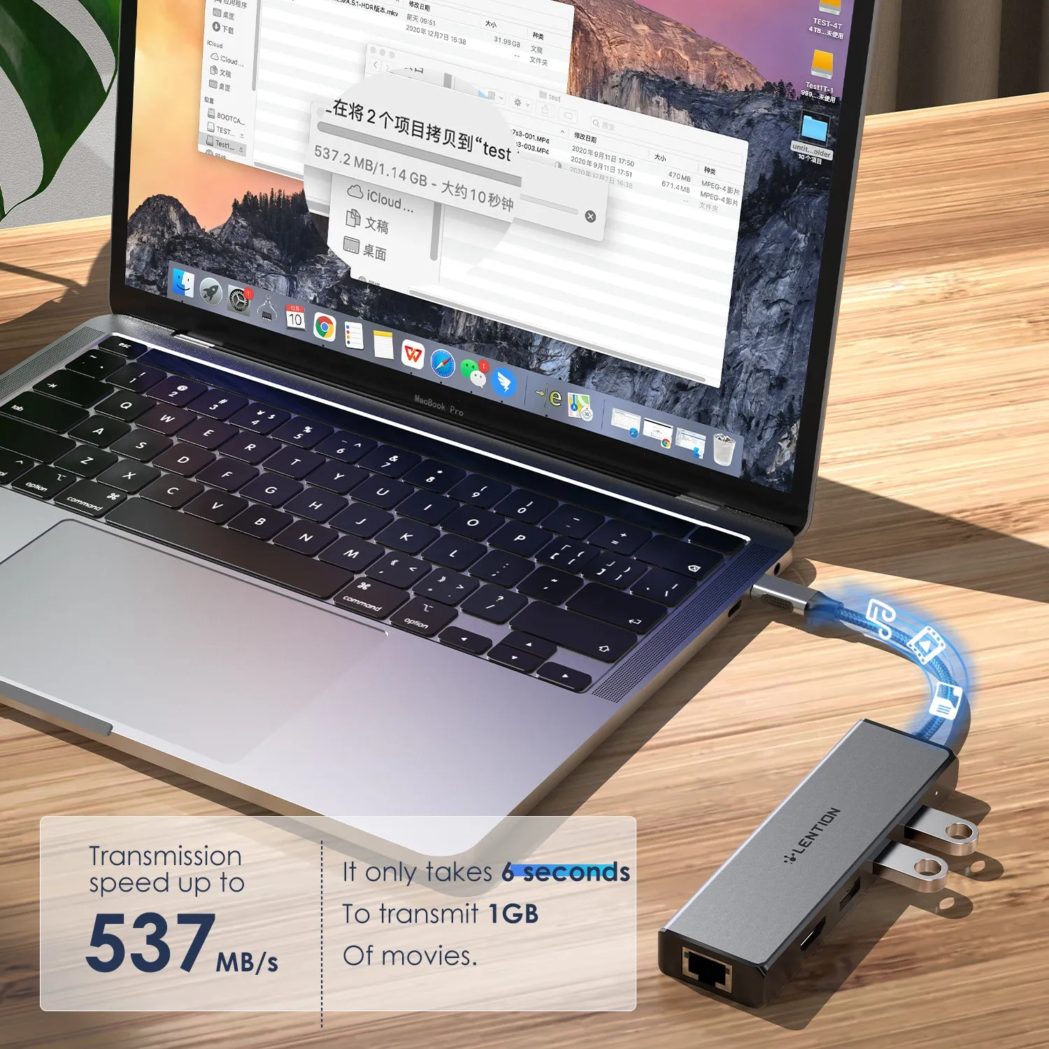 LENTION USB-C to 3 USB 3.0 Hub with 4K HDMI and Gigabit Ethernet LAN Adapter (CB-C25)