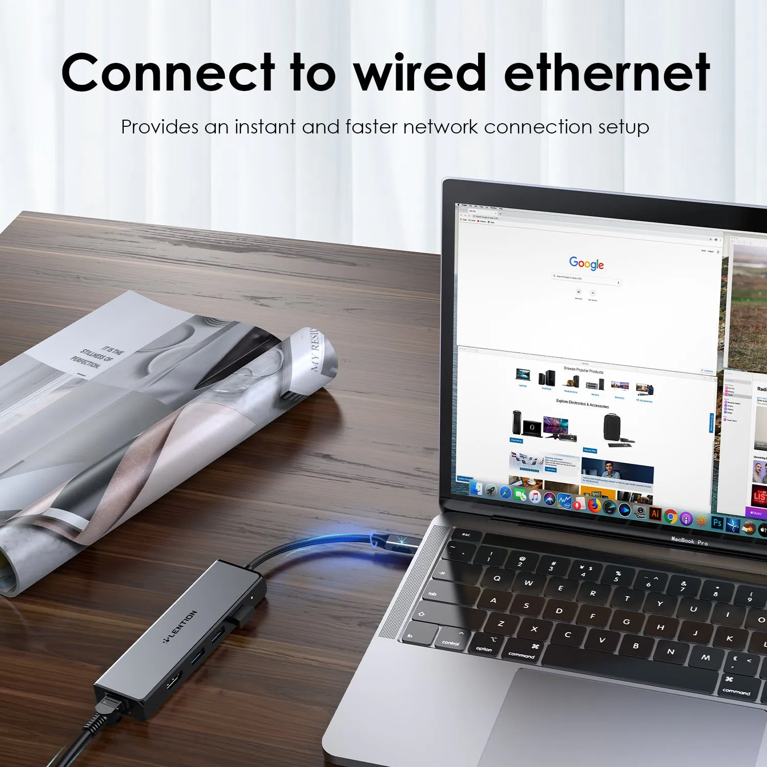 LENTION USB-C to 3 USB 3.0 Hub with 4K HDMI and Gigabit Ethernet LAN Adapter (CB-C25)