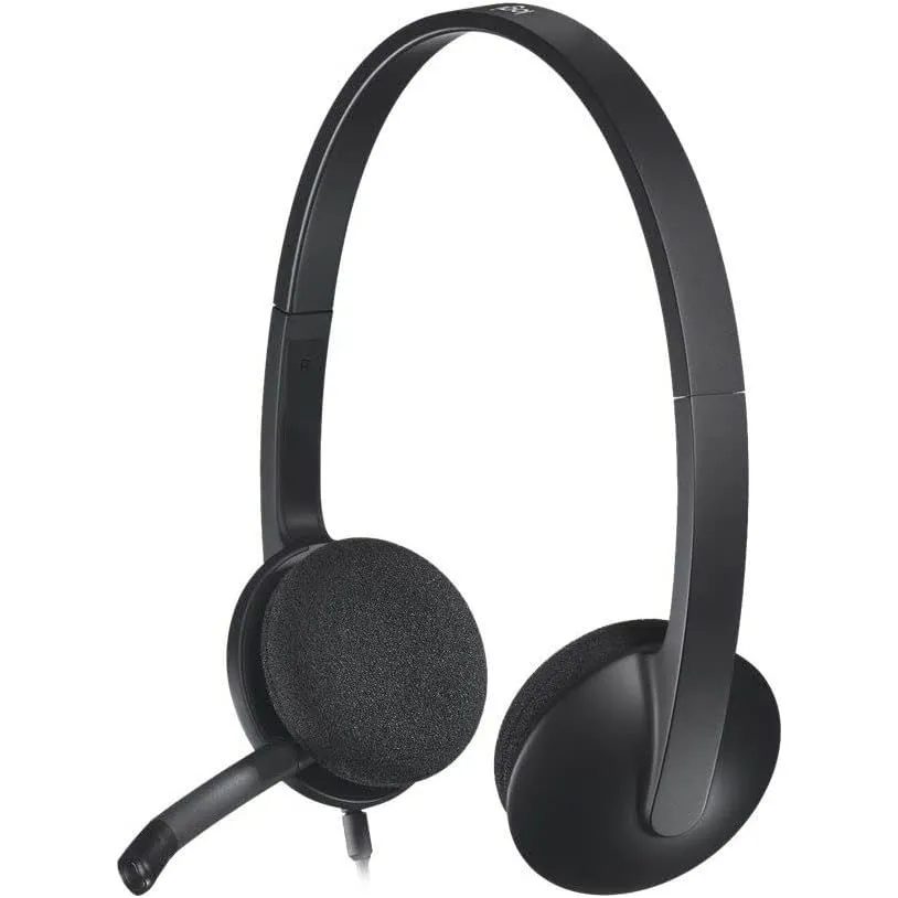 Logitech H340 USB Wired Headset with Noise-Cancelling Microphone, Stereo Sound - PC/Mac/Laptop, Black