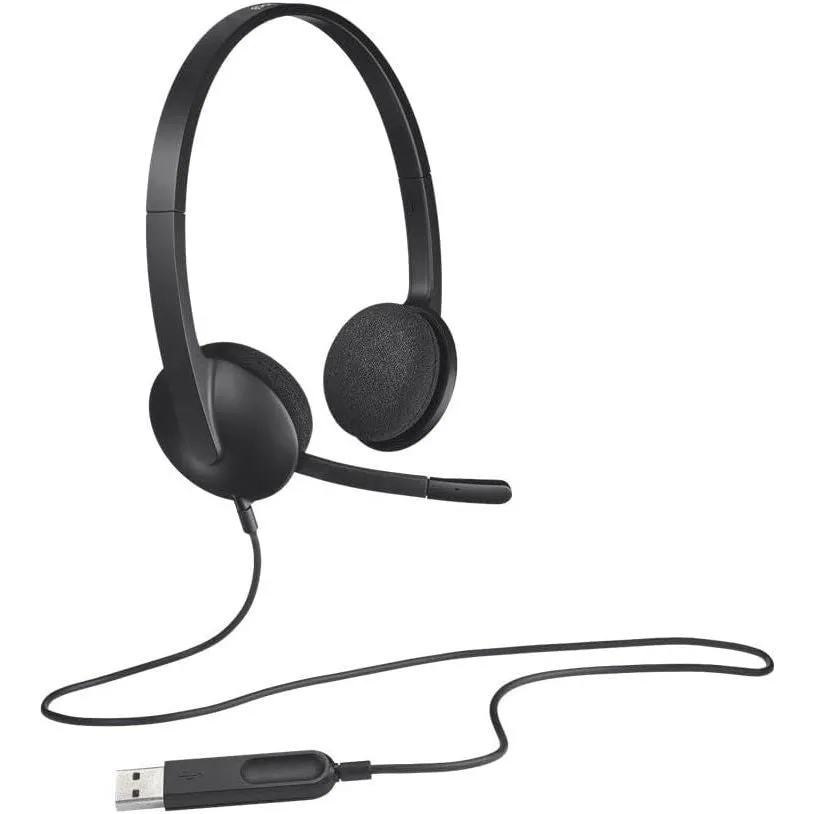 Logitech H340 USB Wired Headset with Noise-Cancelling Microphone, Stereo Sound - PC/Mac/Laptop, Black