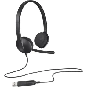Logitech H340 USB Wired Headset with Noise-Cancelling Microphone, Stereo Sound - PC/Mac/Laptop, Black