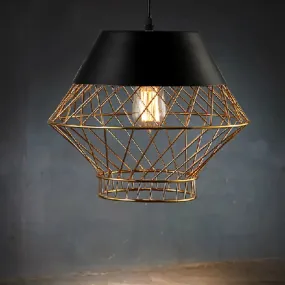 Modernist Wire Cage Pendant Ceiling Light - Black - Ideal for Bars