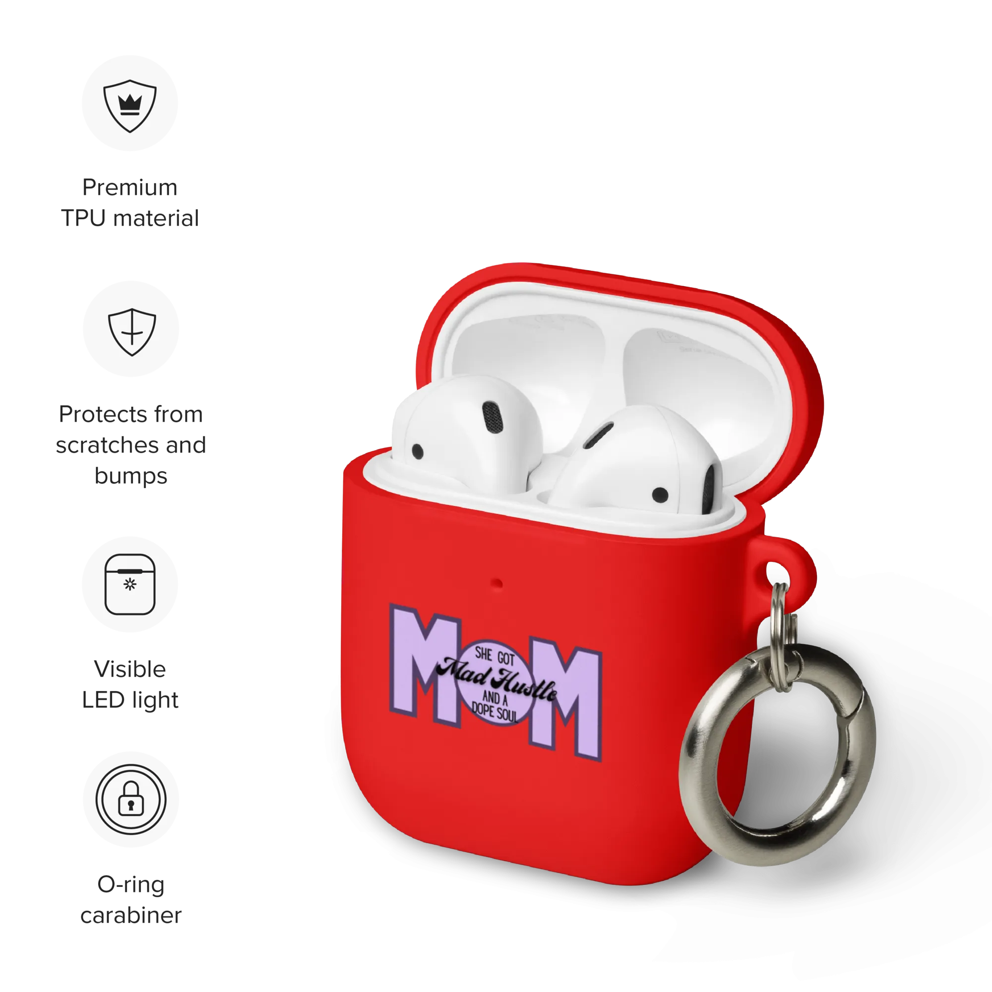 Mom Hustle Rubber Case for AirPods® by laurameghan