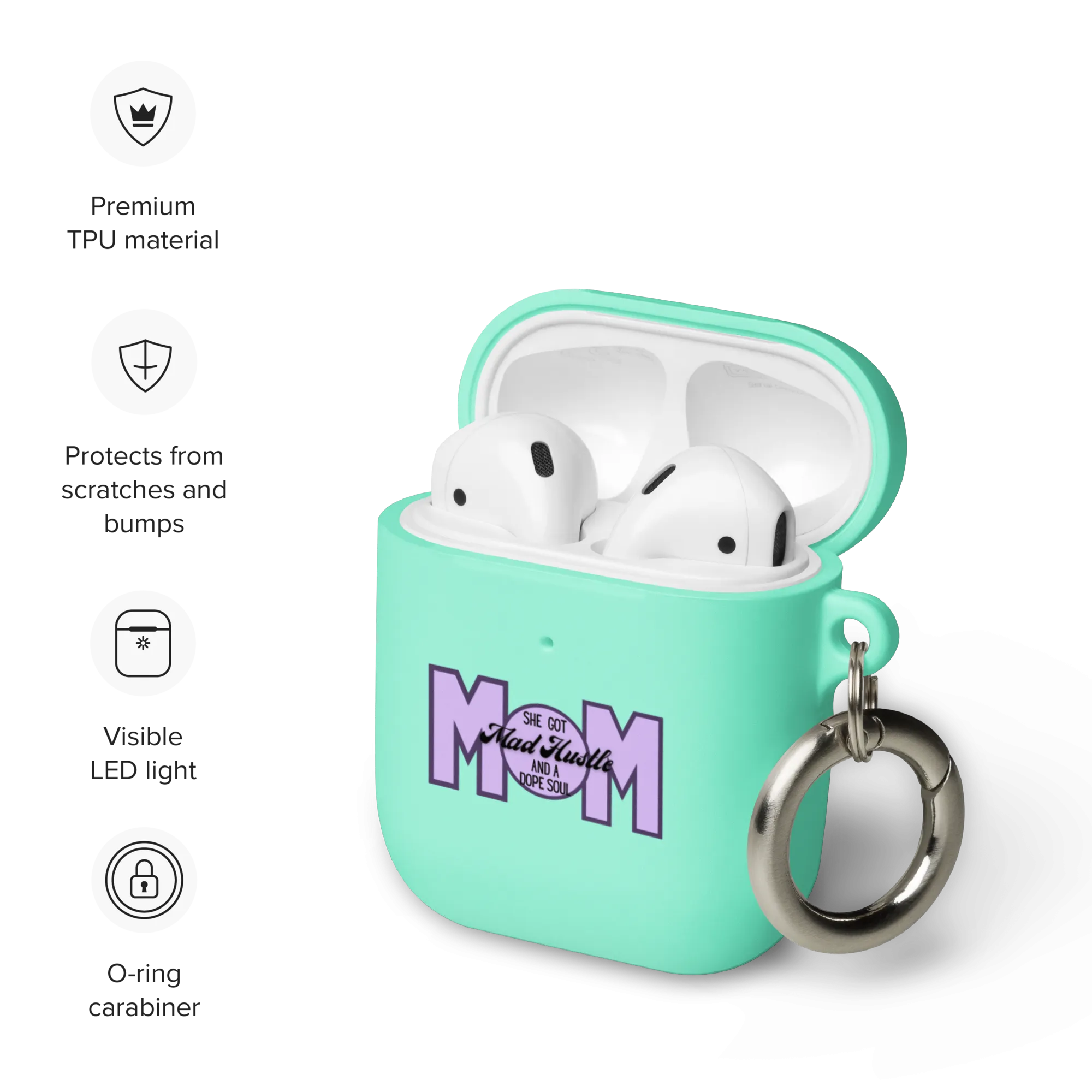 Mom Hustle Rubber Case for AirPods® by laurameghan