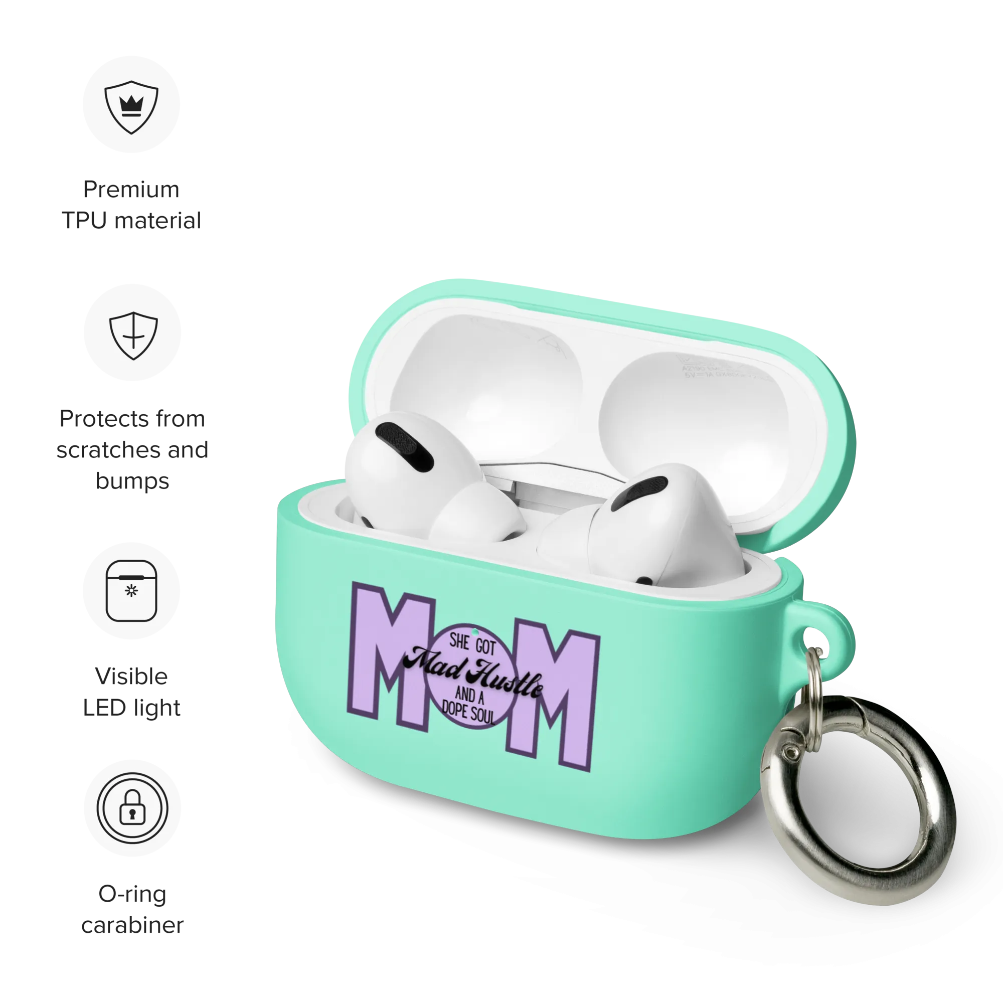 Mom Hustle Rubber Case for AirPods® by laurameghan