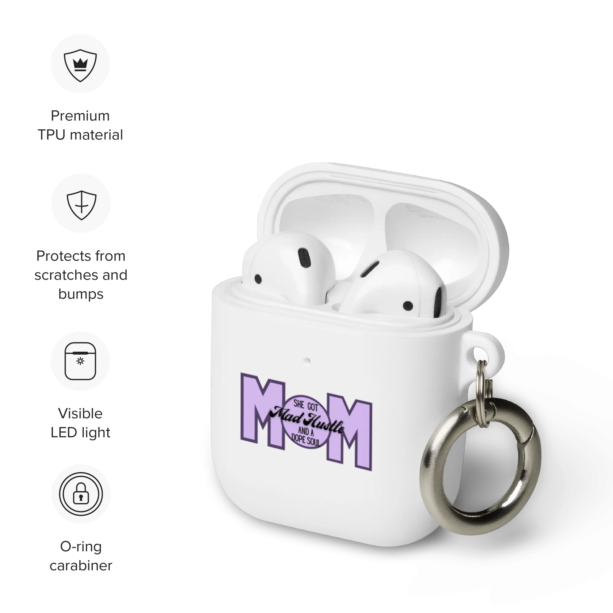 Mom Hustle Rubber Case for AirPods® by laurameghan