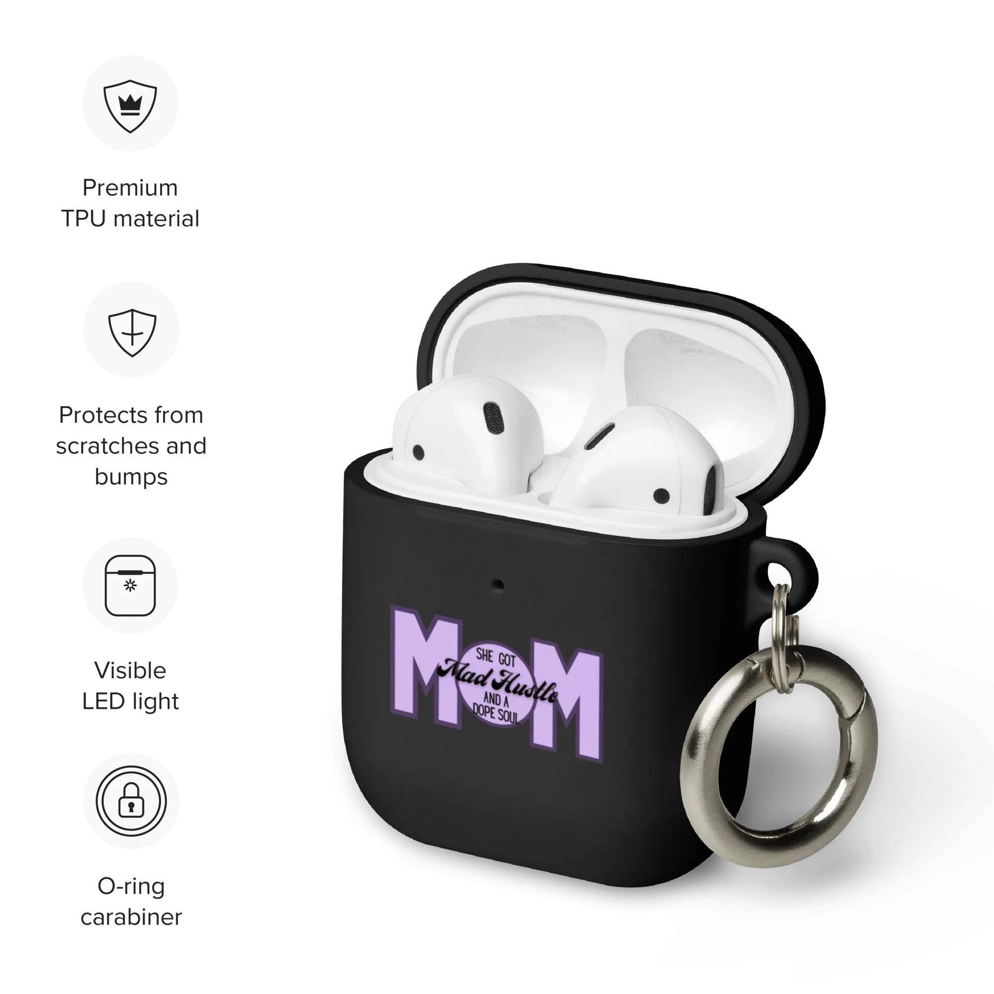 Mom Hustle Rubber Case for AirPods® by laurameghan