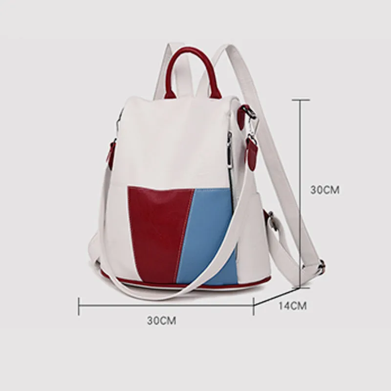 Multifunctional Anti-theft Large Capacity Stitching Color Crossbody Bag Backpack