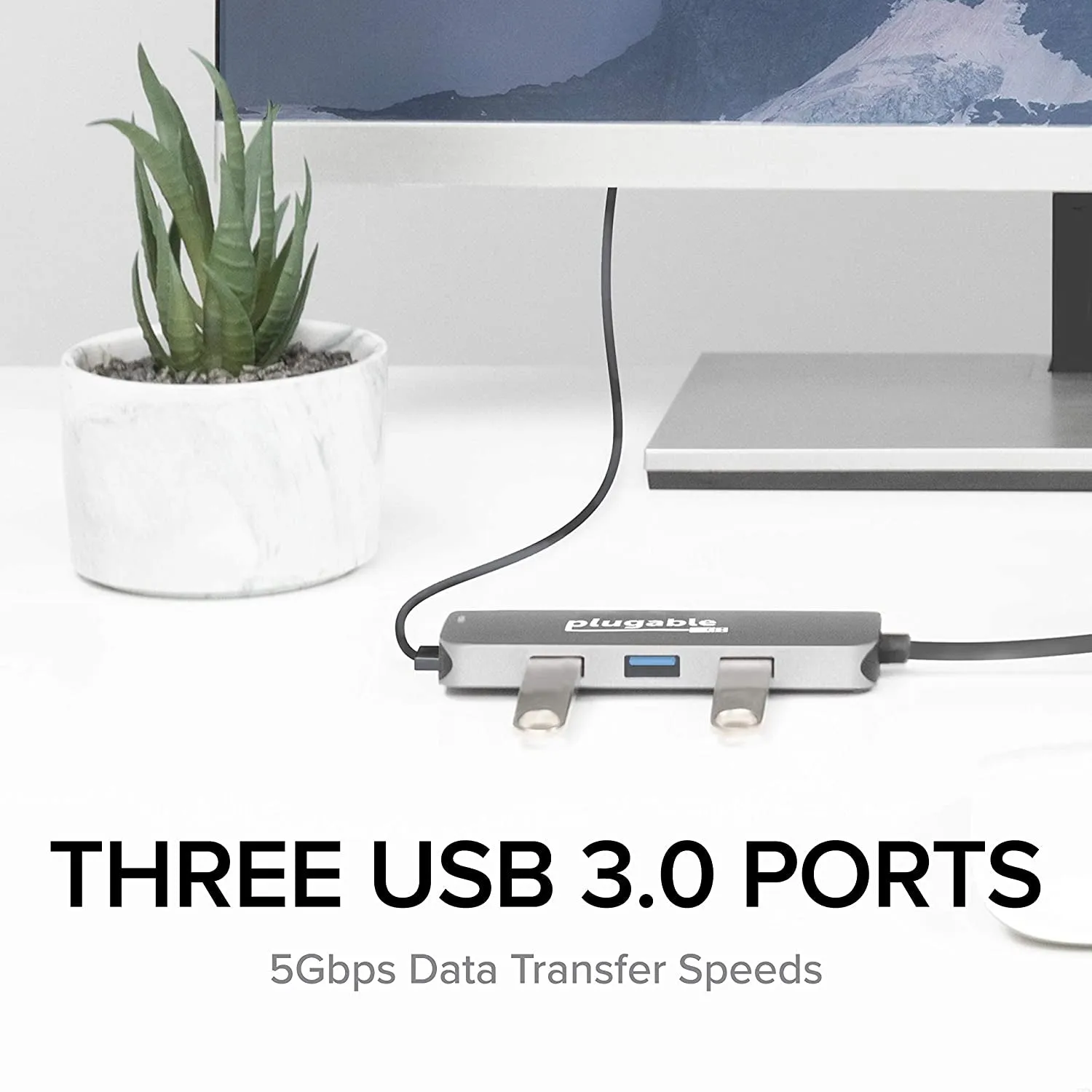 Plugable USB-C Hub 7-In-1, USB C Hub Compatible with Mac, Windows, Chromebook, USB4, Thunderbolt 4, and More (4K HDMI, 3 USB 3.0, SD & Microsd Card Reader, 87W Charging)