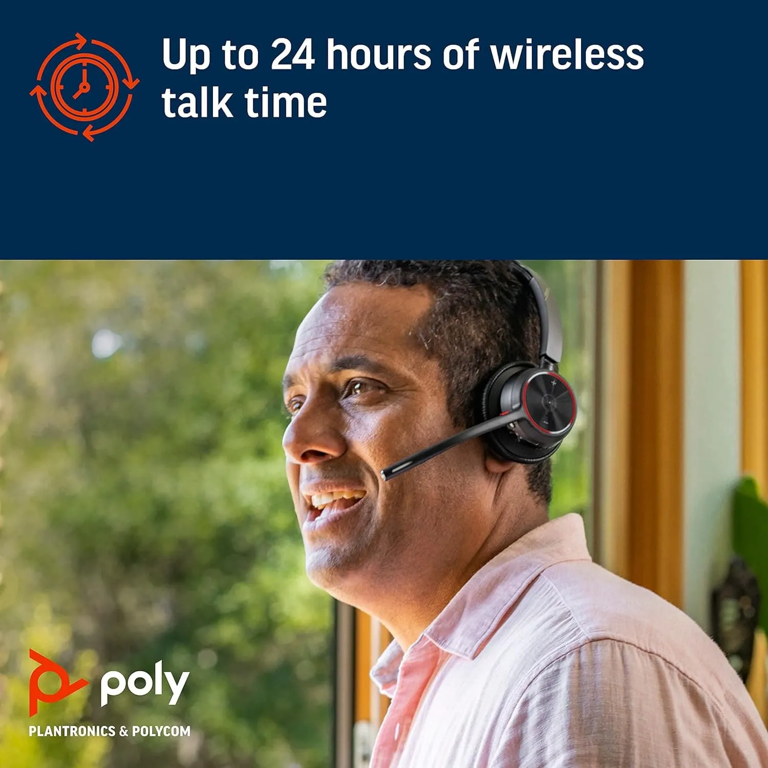 Poly - Voyager 4320 UC Wireless Headset   Charge Stand (Plantronics) - Headphones w/ Mic - Connect to PC/Mac via USB-A Bluetooth Adapter, Cell Phone via Bluetooth-Works w/ Teams (Certified), Zoom&More
