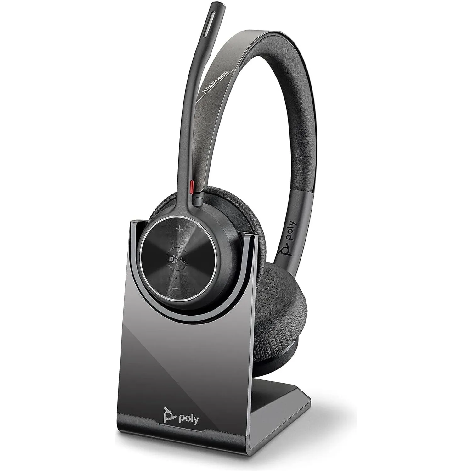 Poly - Voyager 4320 UC Wireless Headset   Charge Stand (Plantronics) - Headphones w/ Mic - Connect to PC/Mac via USB-A Bluetooth Adapter, Cell Phone via Bluetooth-Works w/ Teams (Certified), Zoom&More