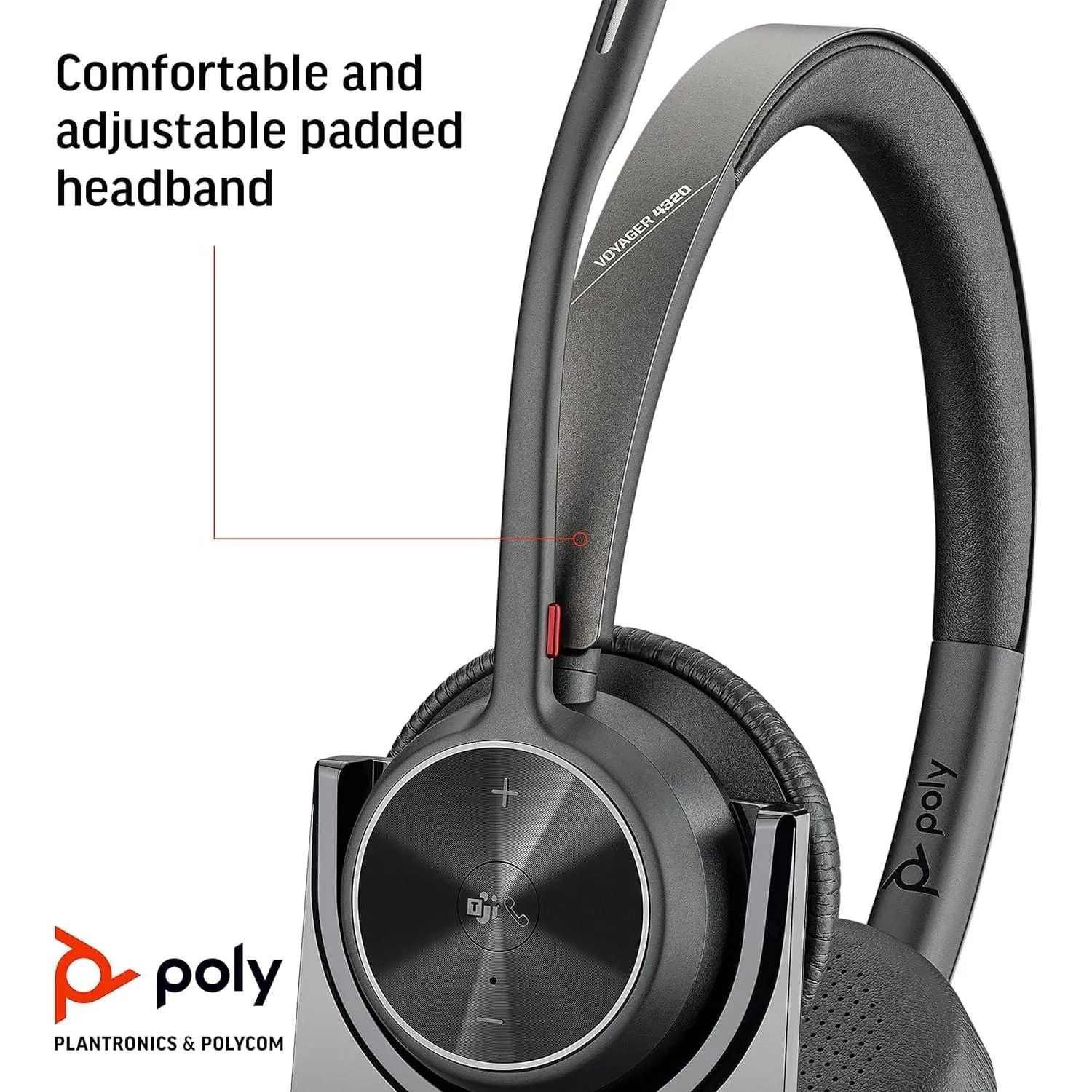 Poly - Voyager 4320 UC Wireless Headset   Charge Stand (Plantronics) - Headphones w/ Mic - Connect to PC/Mac via USB-A Bluetooth Adapter, Cell Phone via Bluetooth-Works w/ Teams (Certified), Zoom&More
