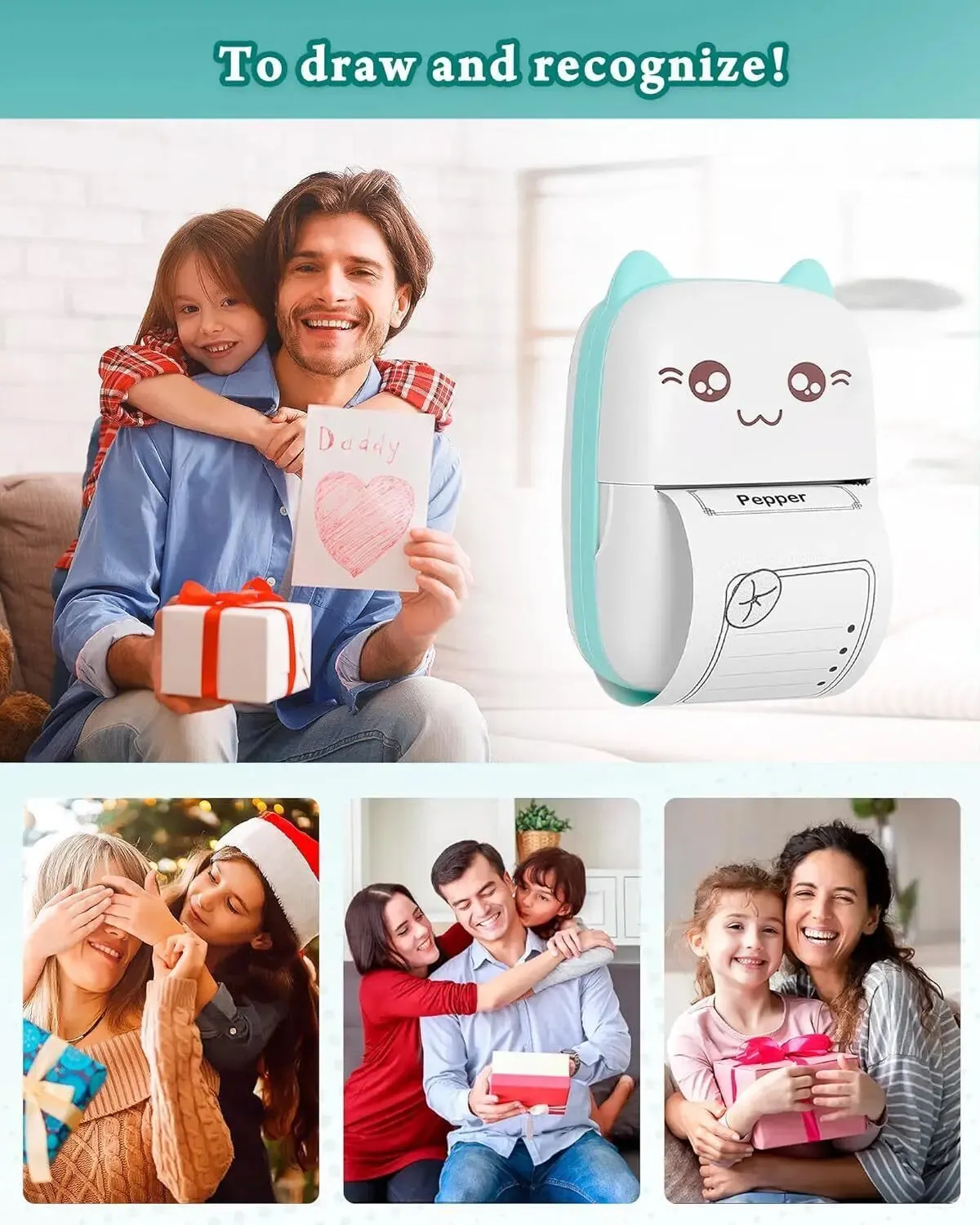 Portable Bluetooth Thermal Label Photo Printer 1 Roll Thermal Paper