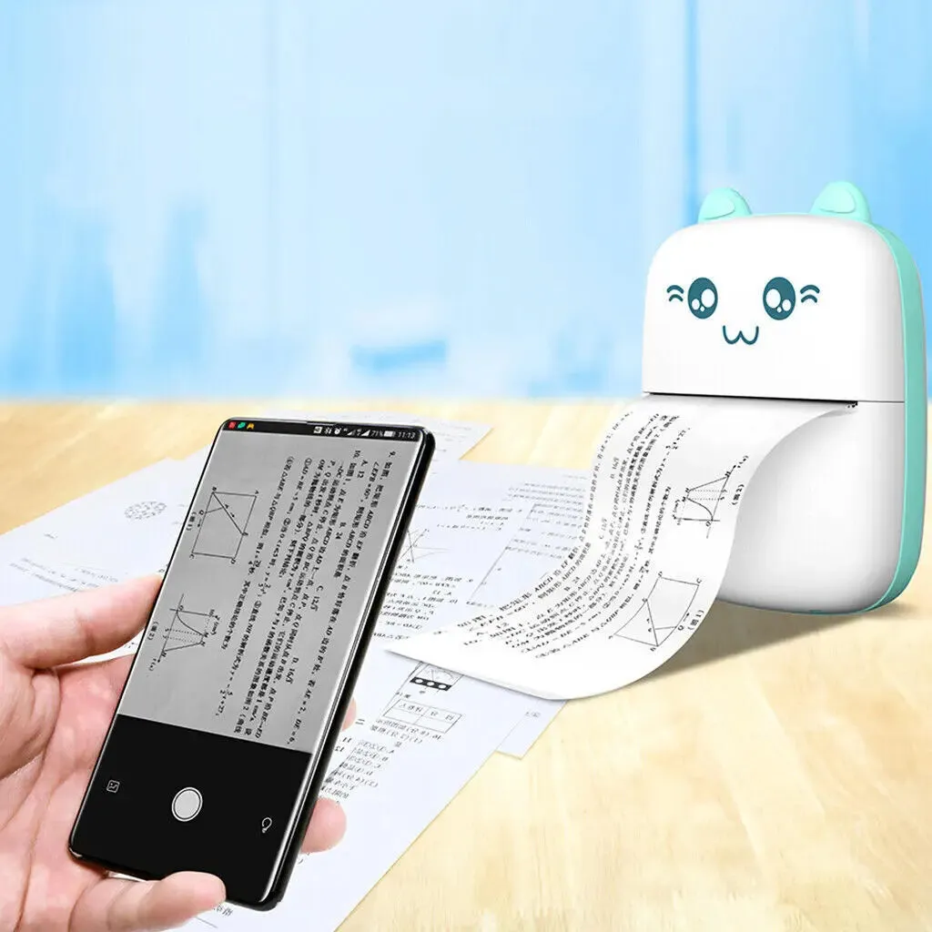 Portable Bluetooth Thermal Label Photo Printer 1 Roll Thermal Paper