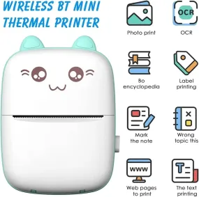 Portable Bluetooth Thermal Label Photo Printer 1 Roll Thermal Paper