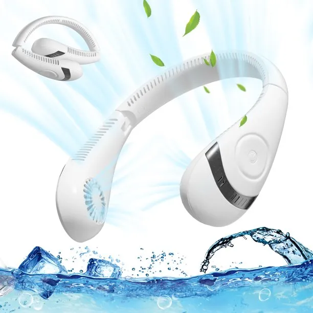 Portable Neck Fan,Folding Personal Neck Fan,3000 mAh Hands Free Bladeless Mini Fans 3 Speeds Cooling Air Outlet Wearable Neck Fan Suitable for Traveling/Sports/Office (White)
