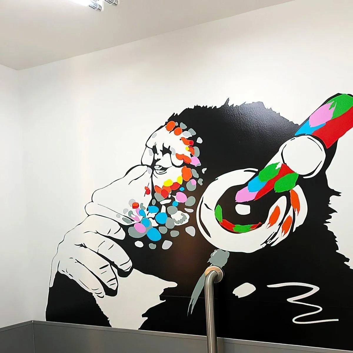 Primate Wall Decal - Contemplative Monkey Themed Wall Sticker for Kids Room Decoration
