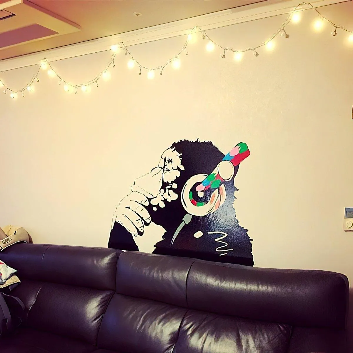 Primate Wall Decal - Contemplative Monkey Themed Wall Sticker for Kids Room Decoration