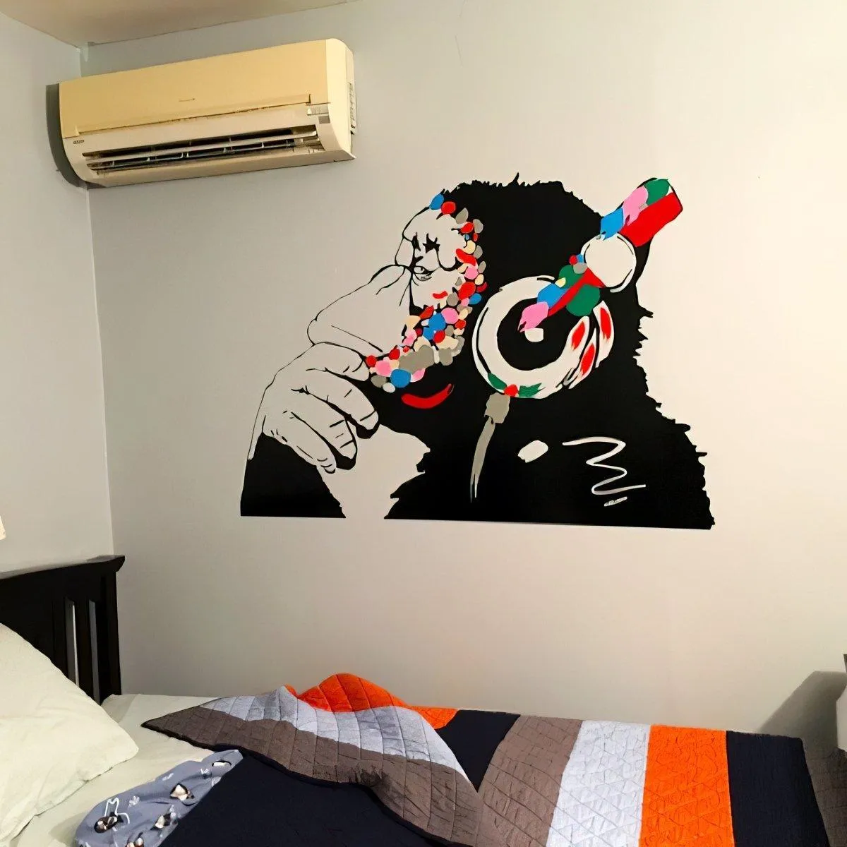 Primate Wall Decal - Contemplative Monkey Themed Wall Sticker for Kids Room Decoration