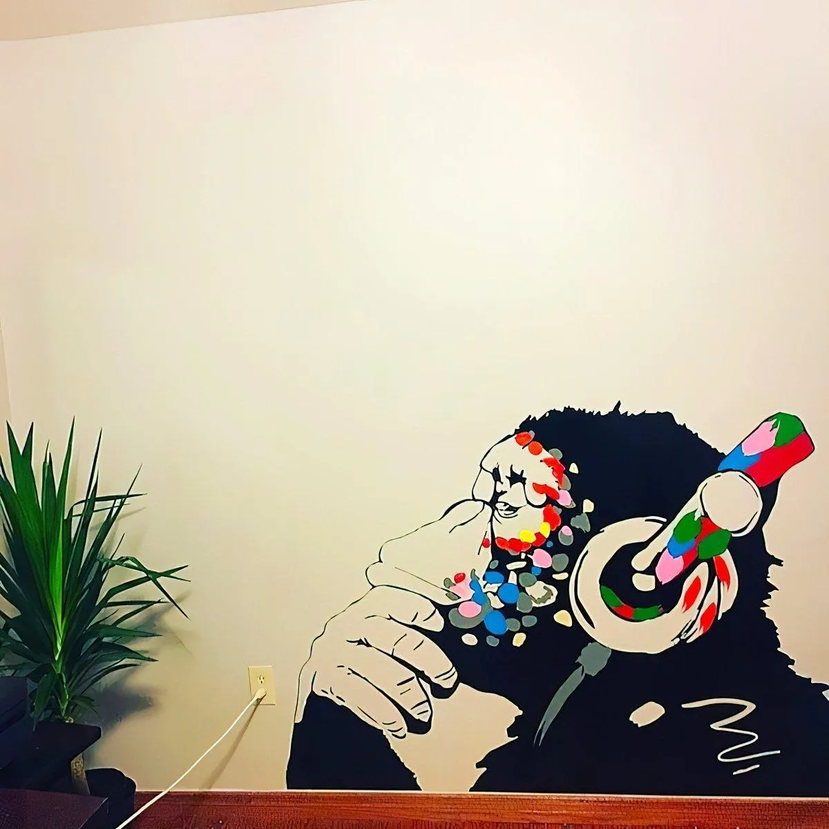 Primate Wall Decal - Contemplative Monkey Themed Wall Sticker for Kids Room Decoration